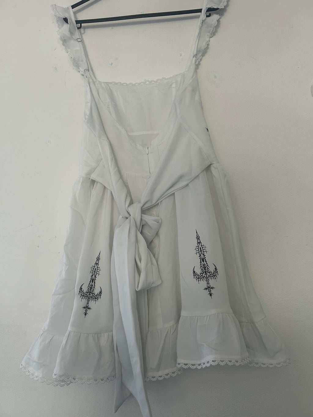 reworked / upcycled white frill dress size S