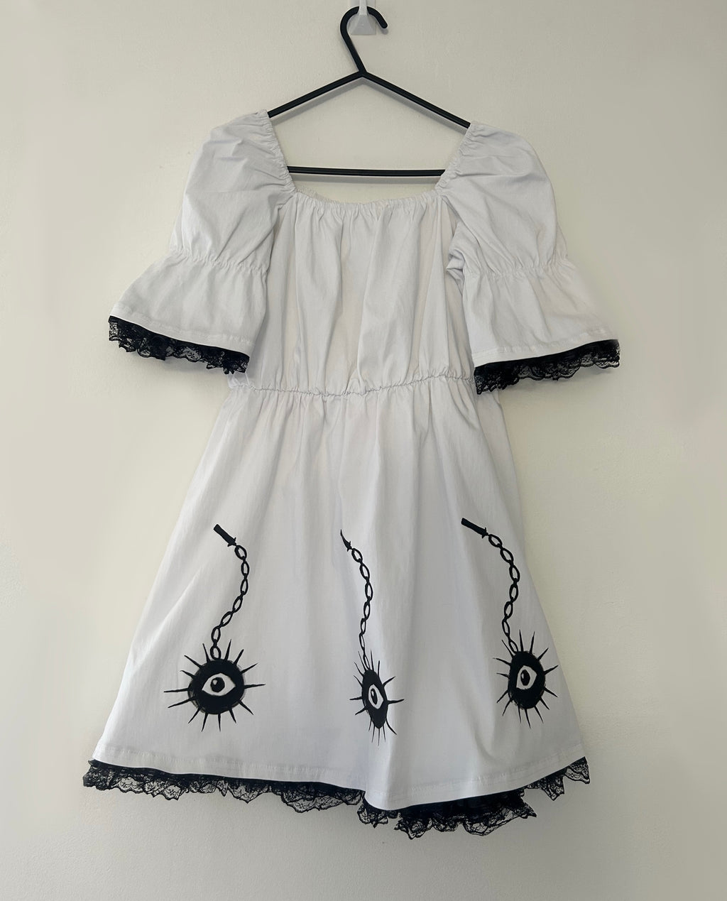 Upcycled stretchy white dress size S