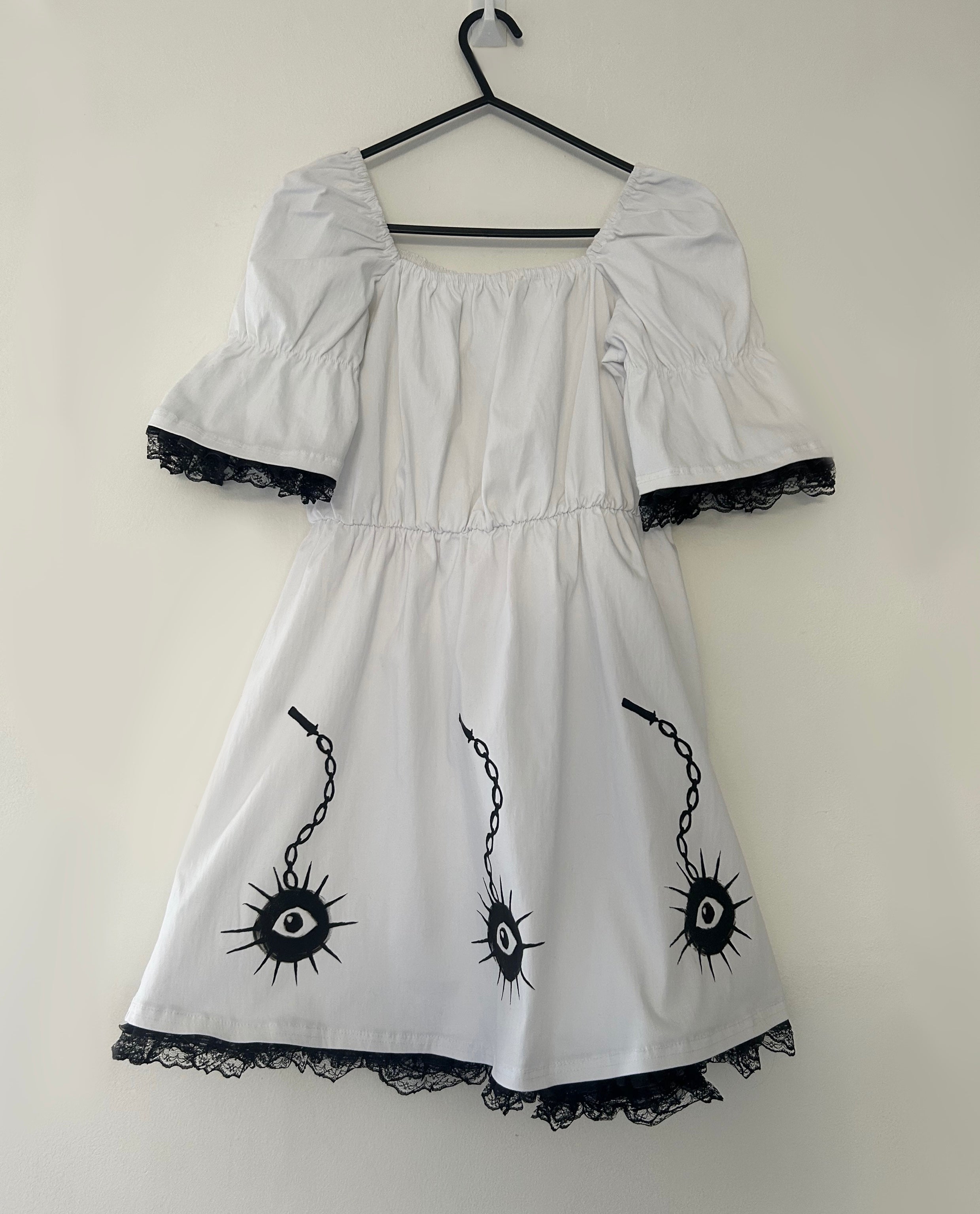 Upcycled stretchy white dress size S