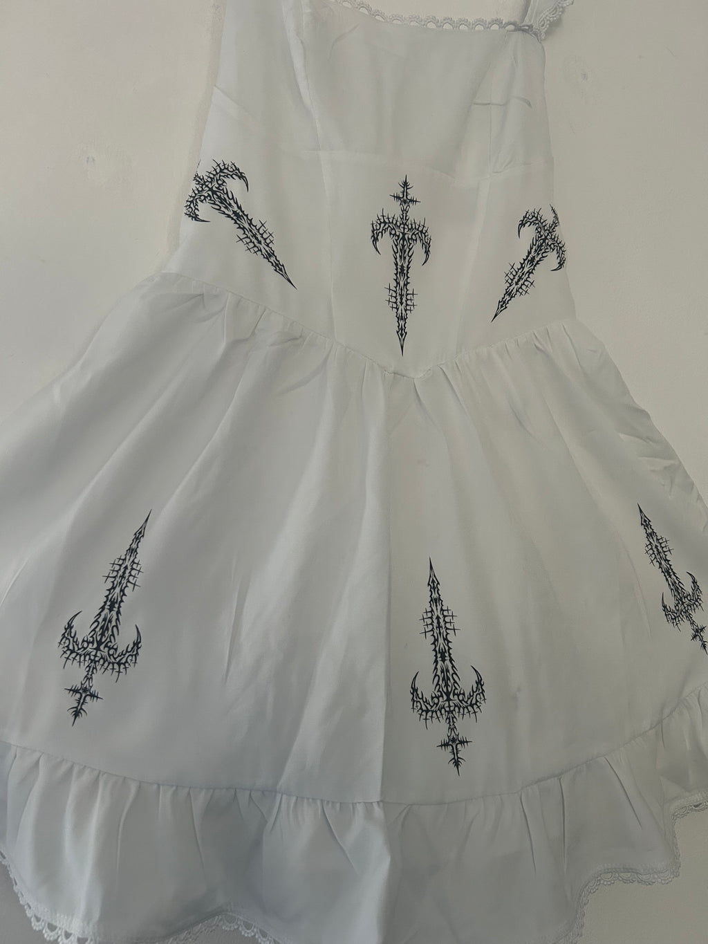 reworked / upcycled white frill dress size S