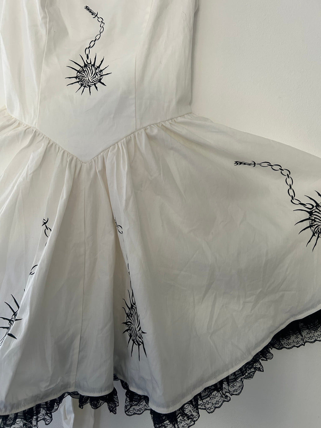 Upcycled white fitted dress size L
