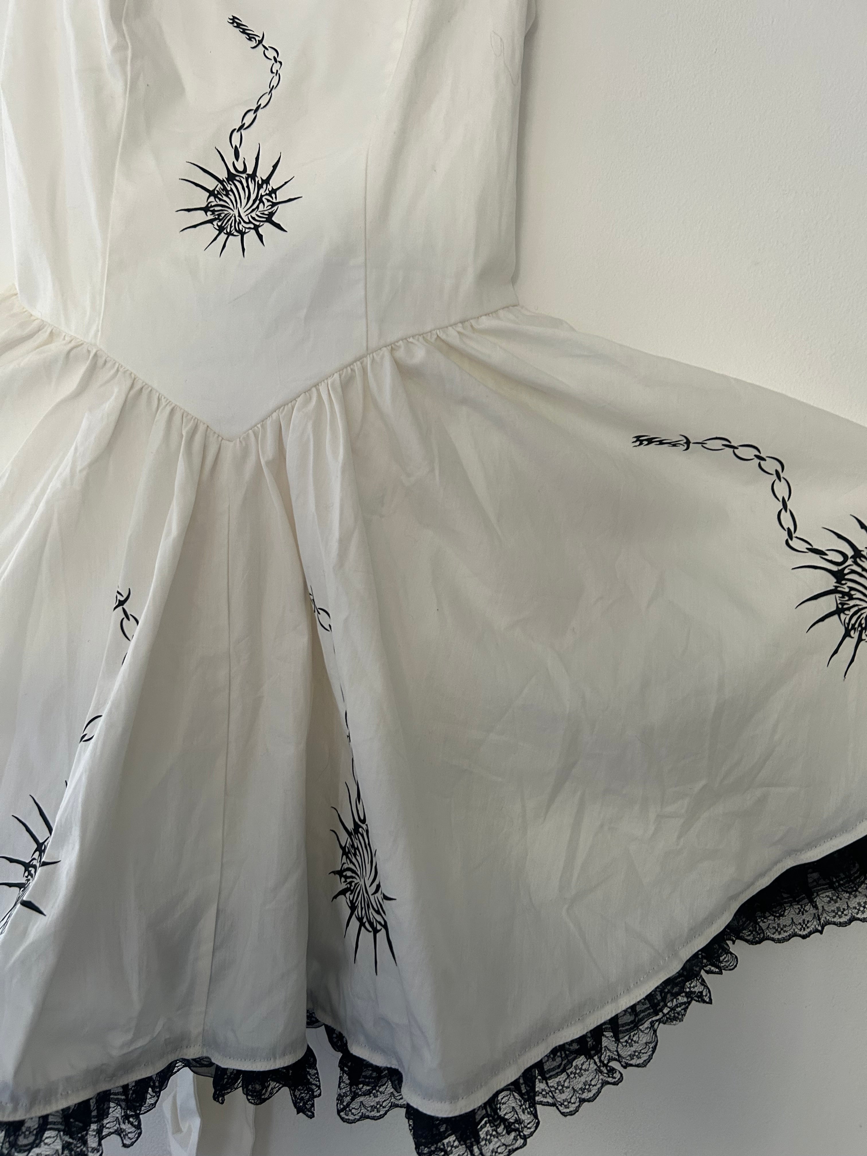 Upcycled white fitted dress size L