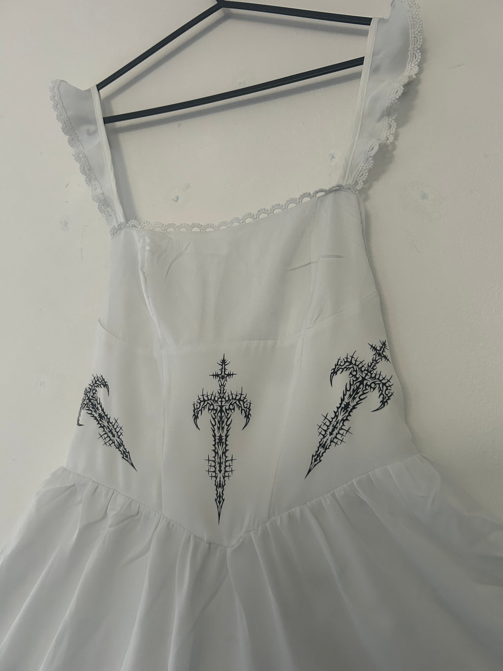 reworked / upcycled white frill dress size S