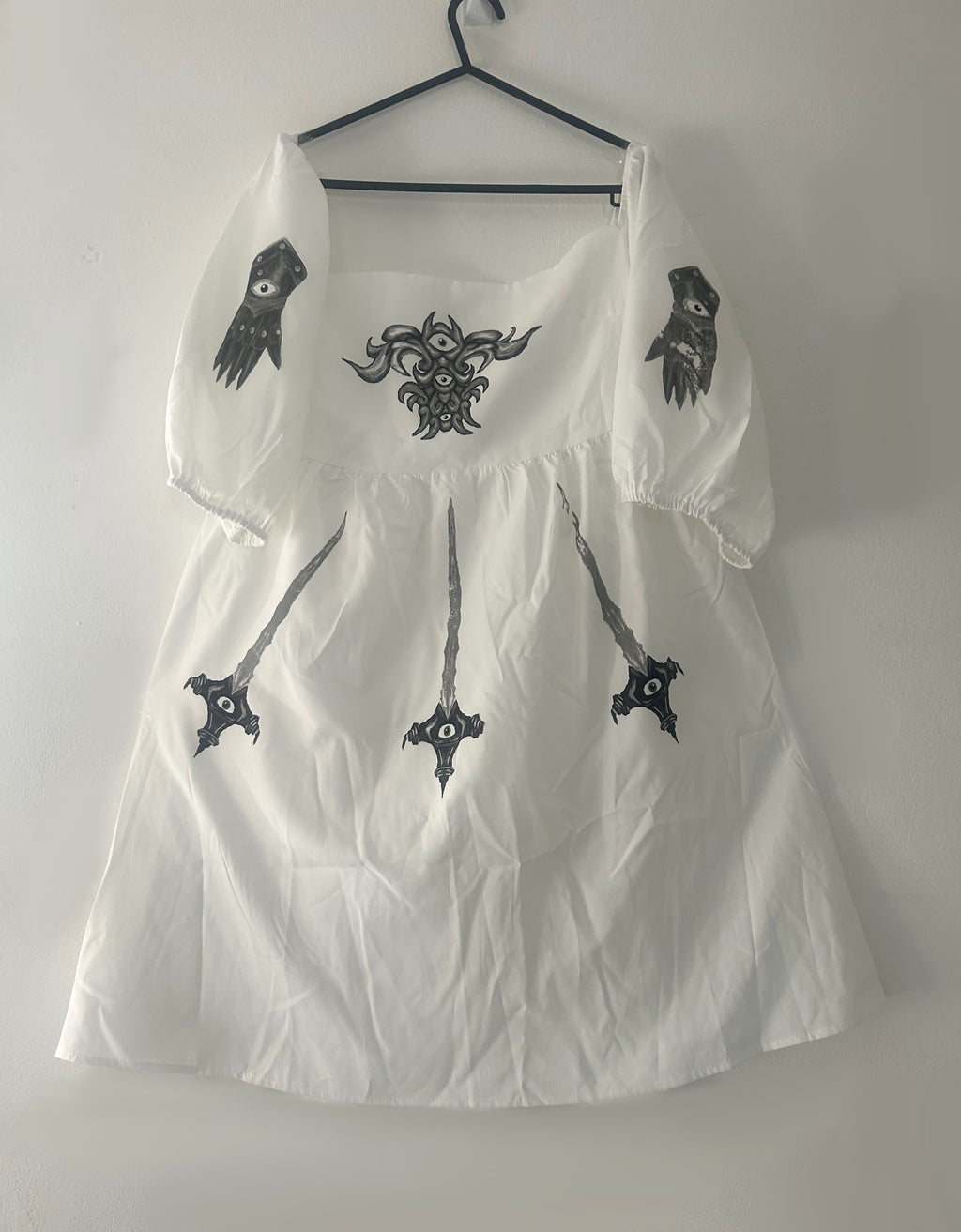 Upcycled white milkmaid style dress size L - defects