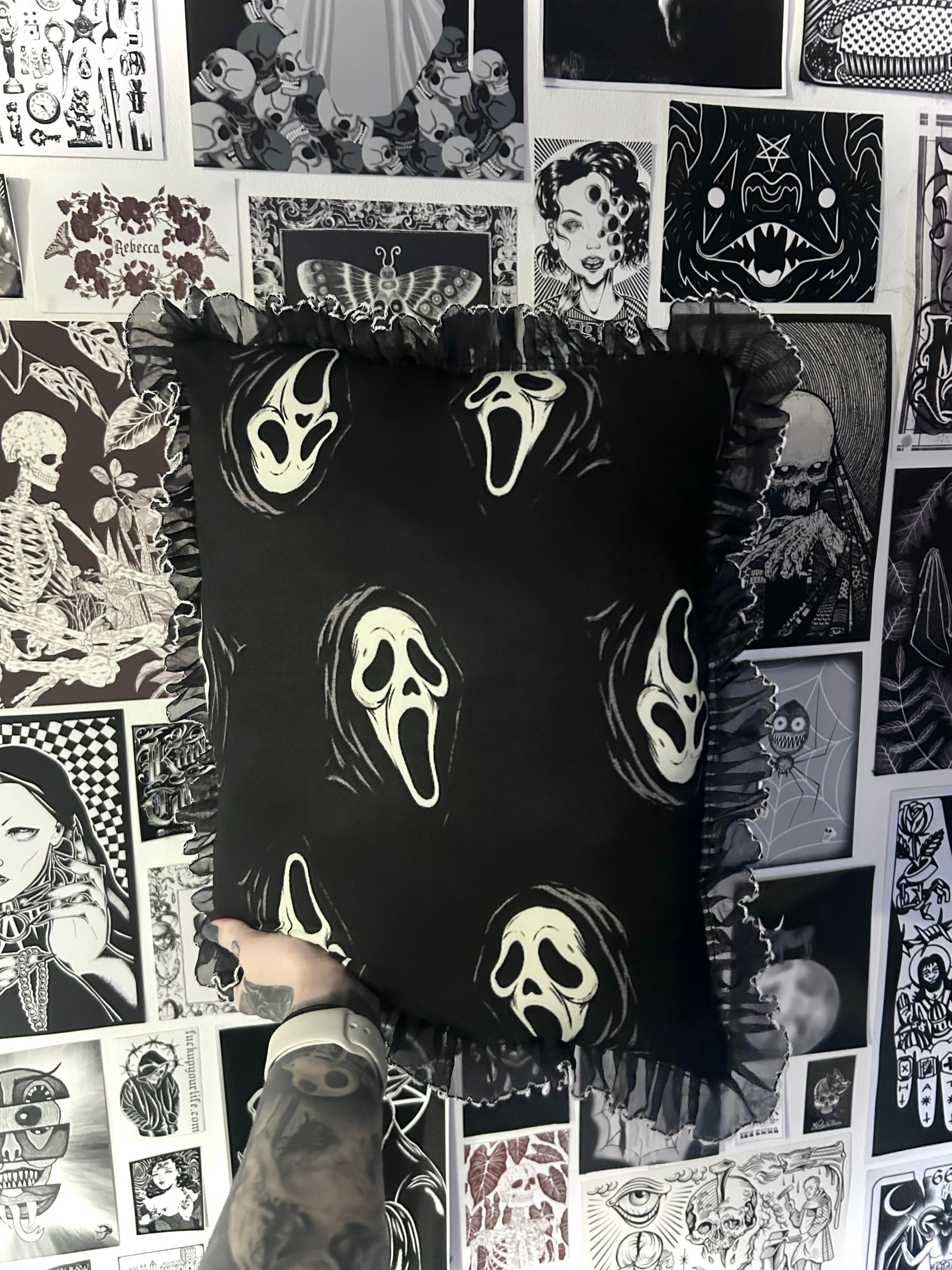 Large tall Ghostface lace cushion