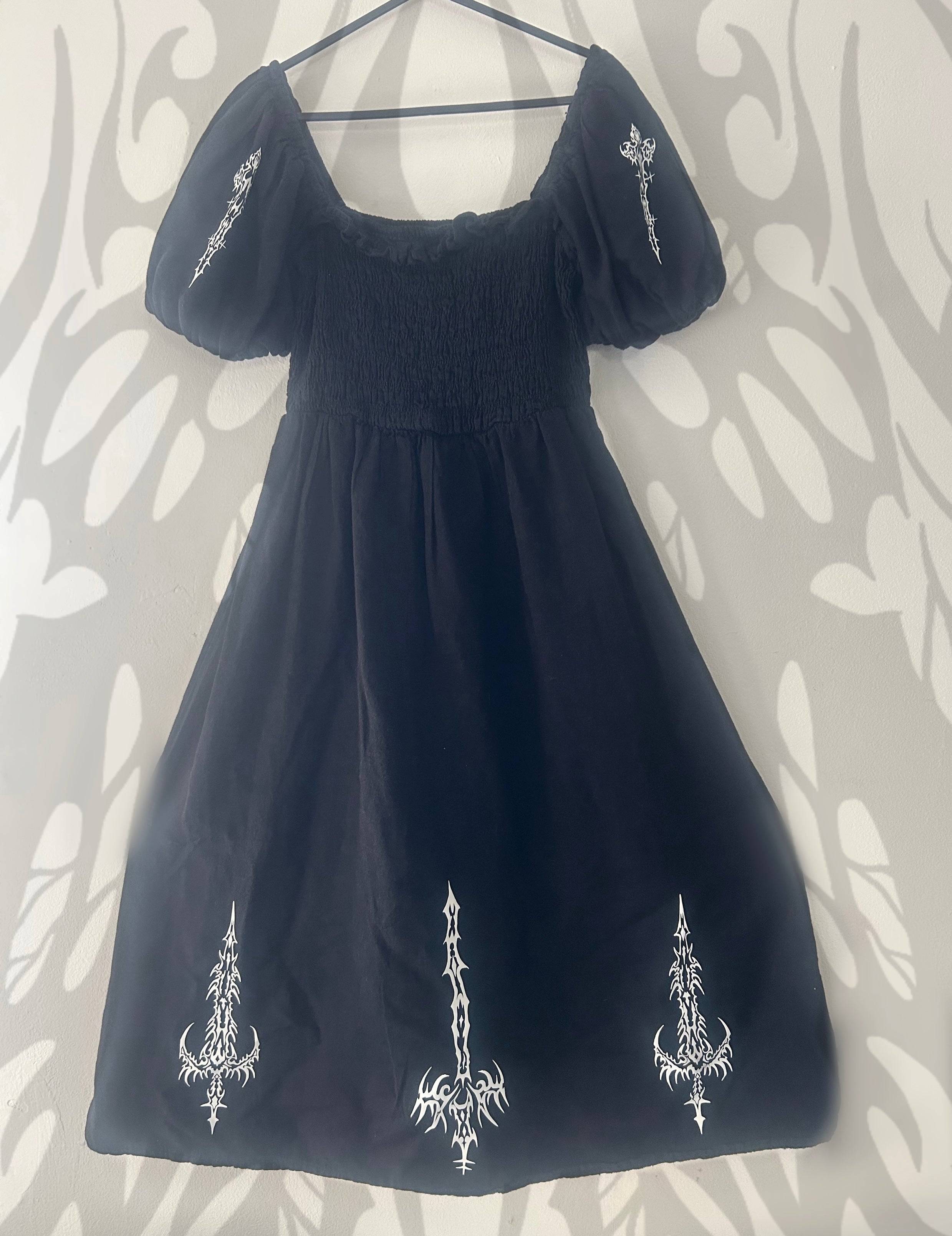 Upcycled black maxi dress size M