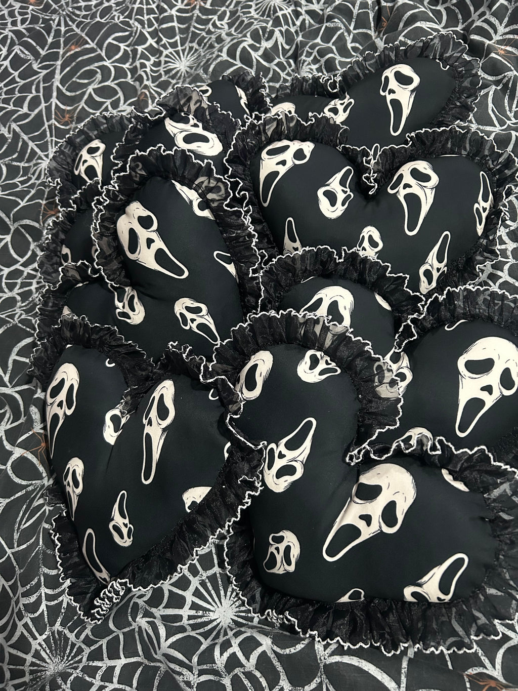 Ghostface scream lace heart cushion