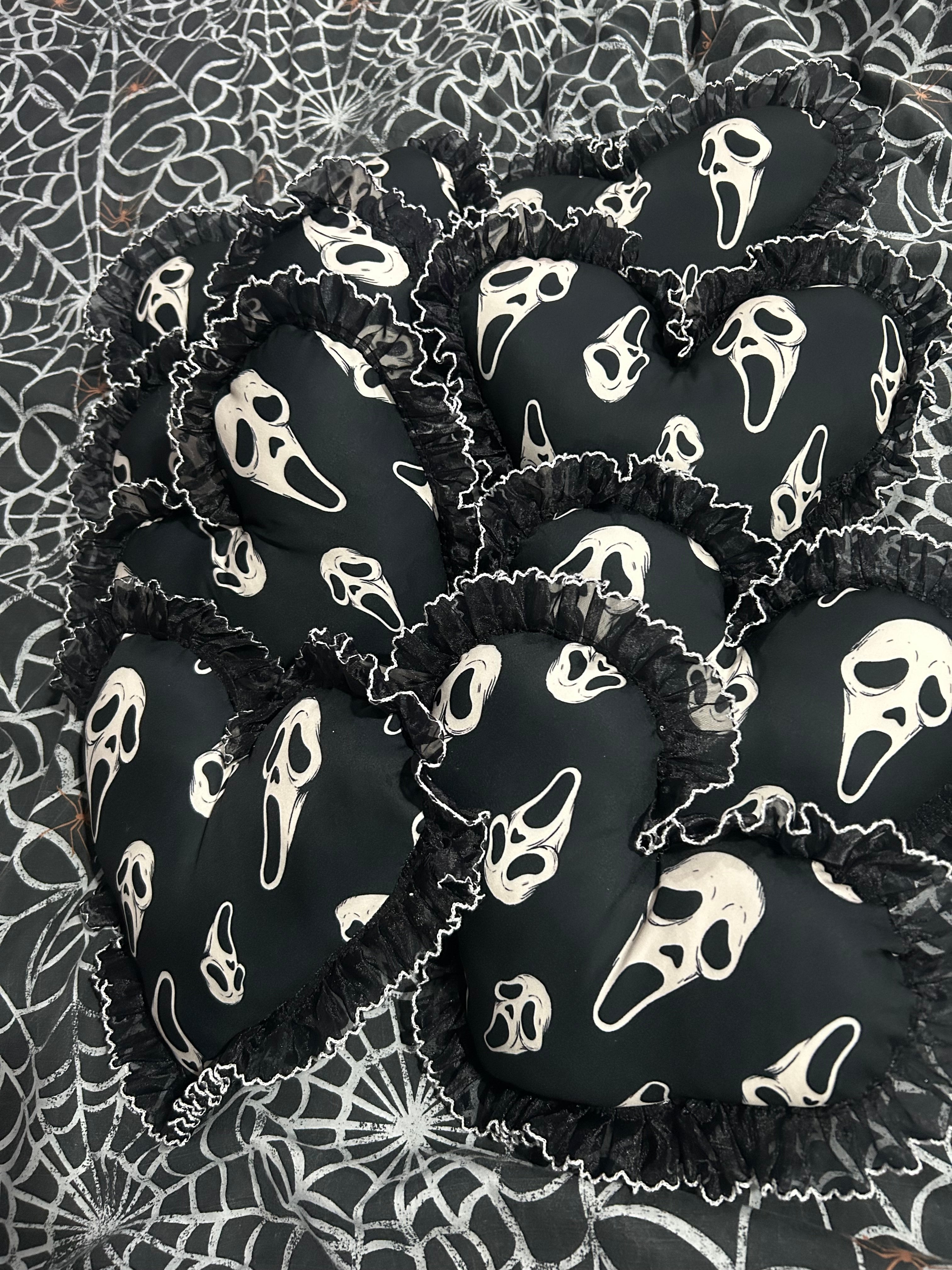 Ghostface scream lace heart cushion