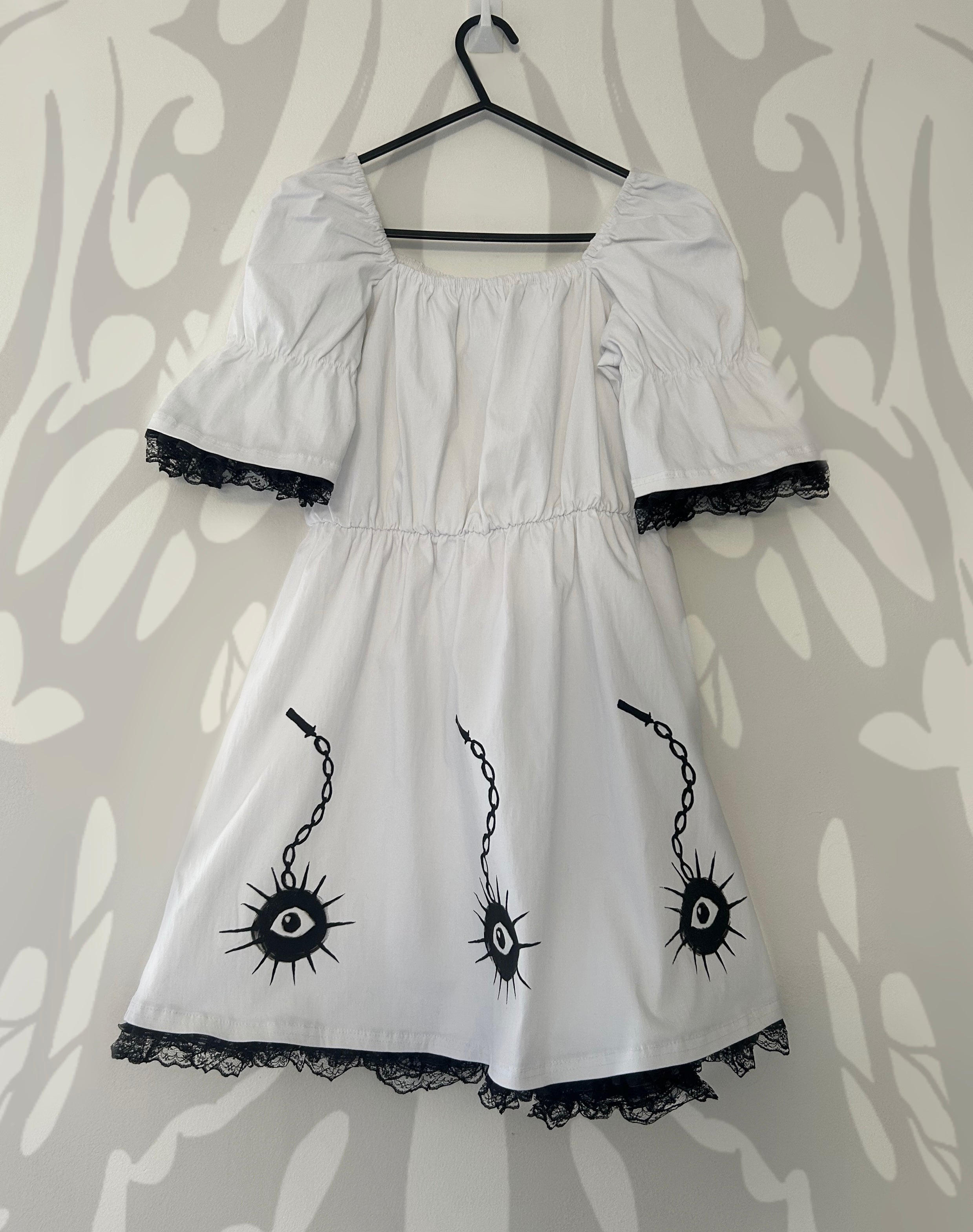 Upcycled stretchy white dress size S