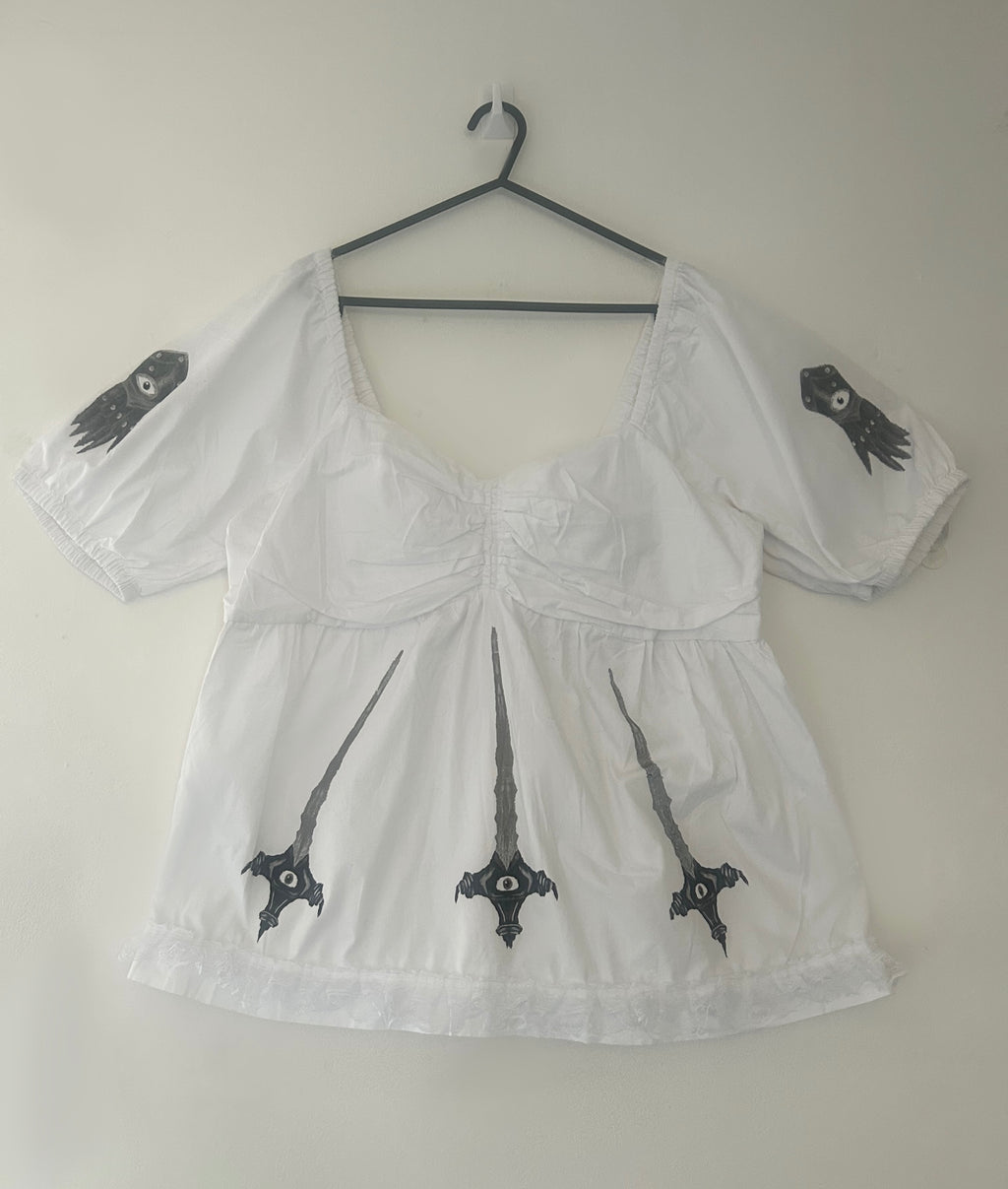 Upcycled white blouse size L