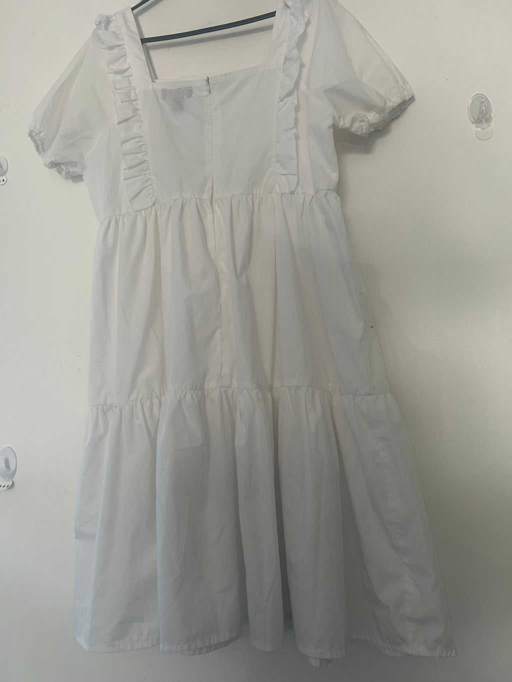 reworked / upcycled frilly white dress size M