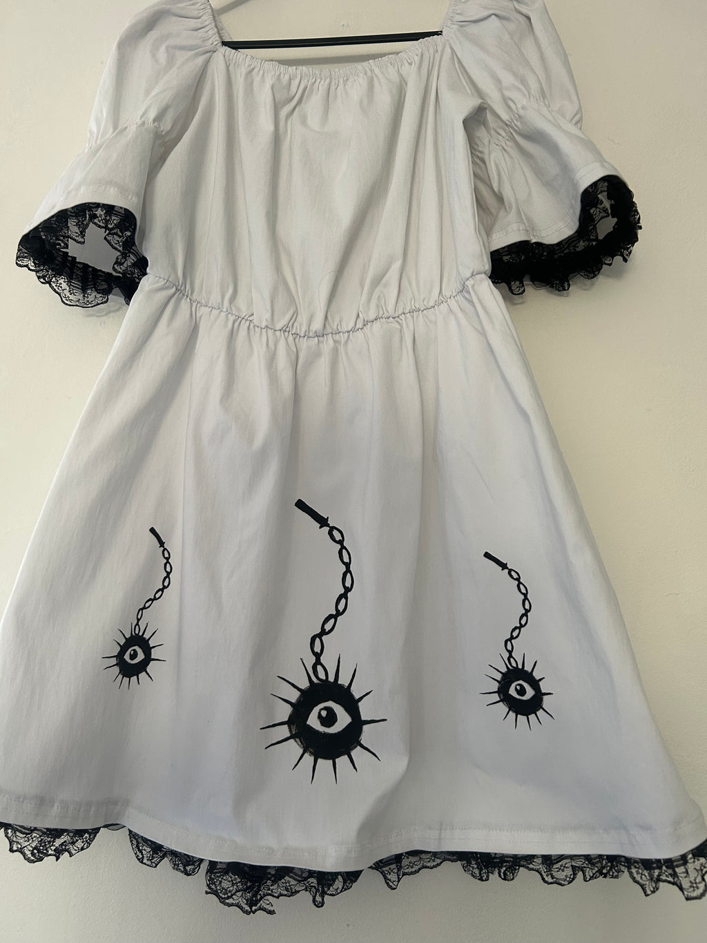 Upcycled stretchy white dress size S