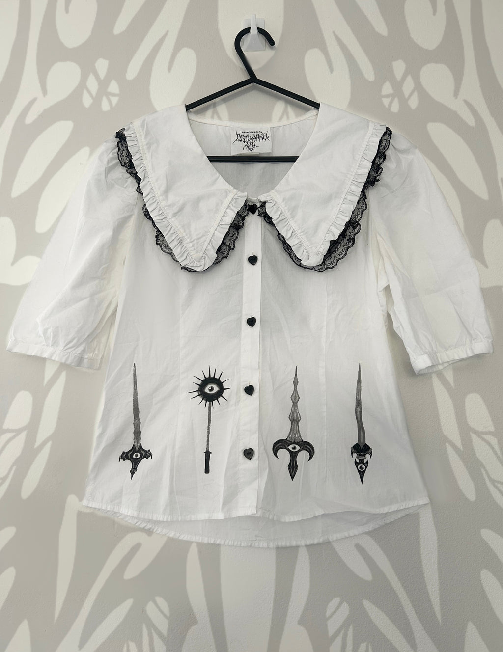 Upcycled peter pan style collar blouse size XS