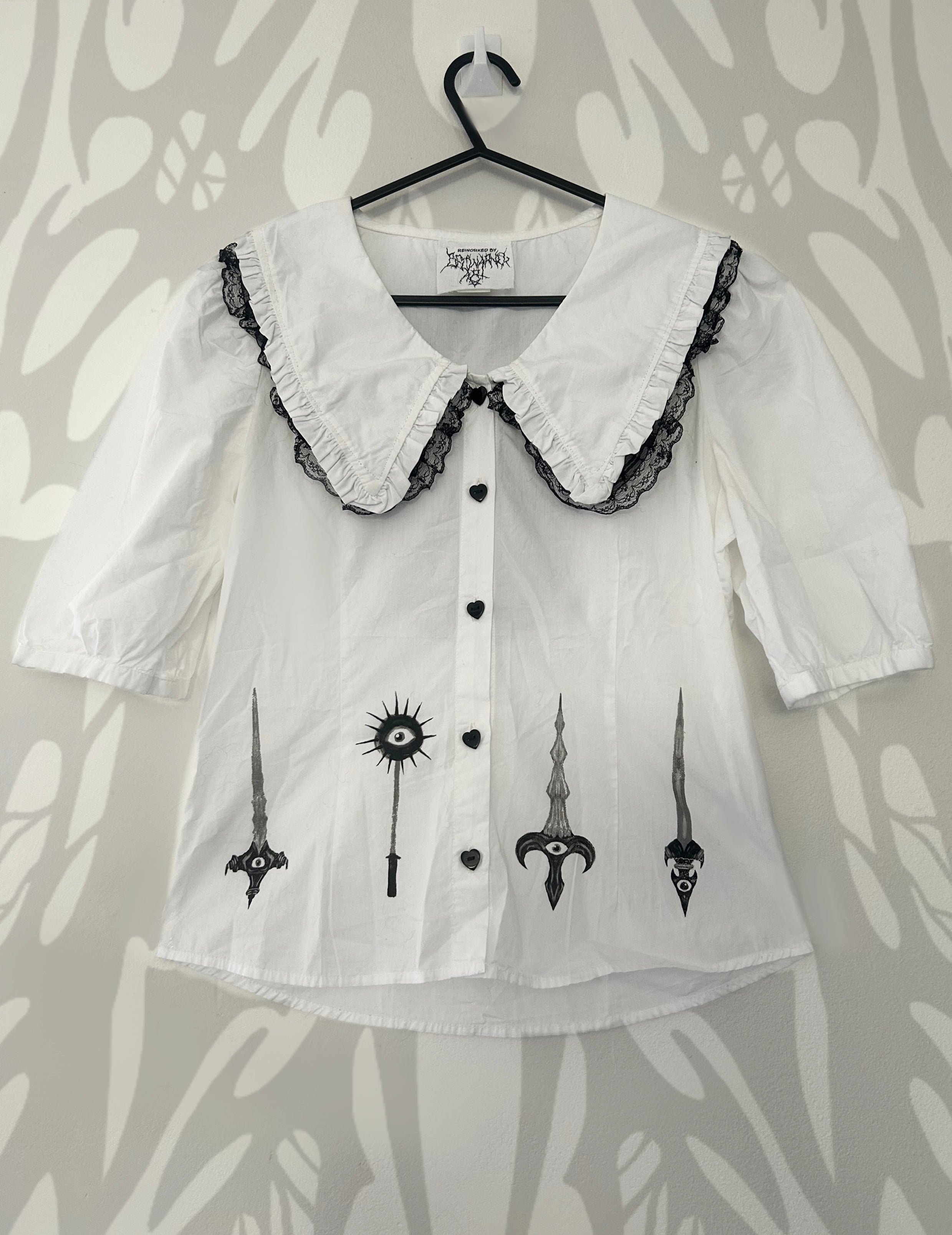 Upcycled peter pan style collar blouse size XS