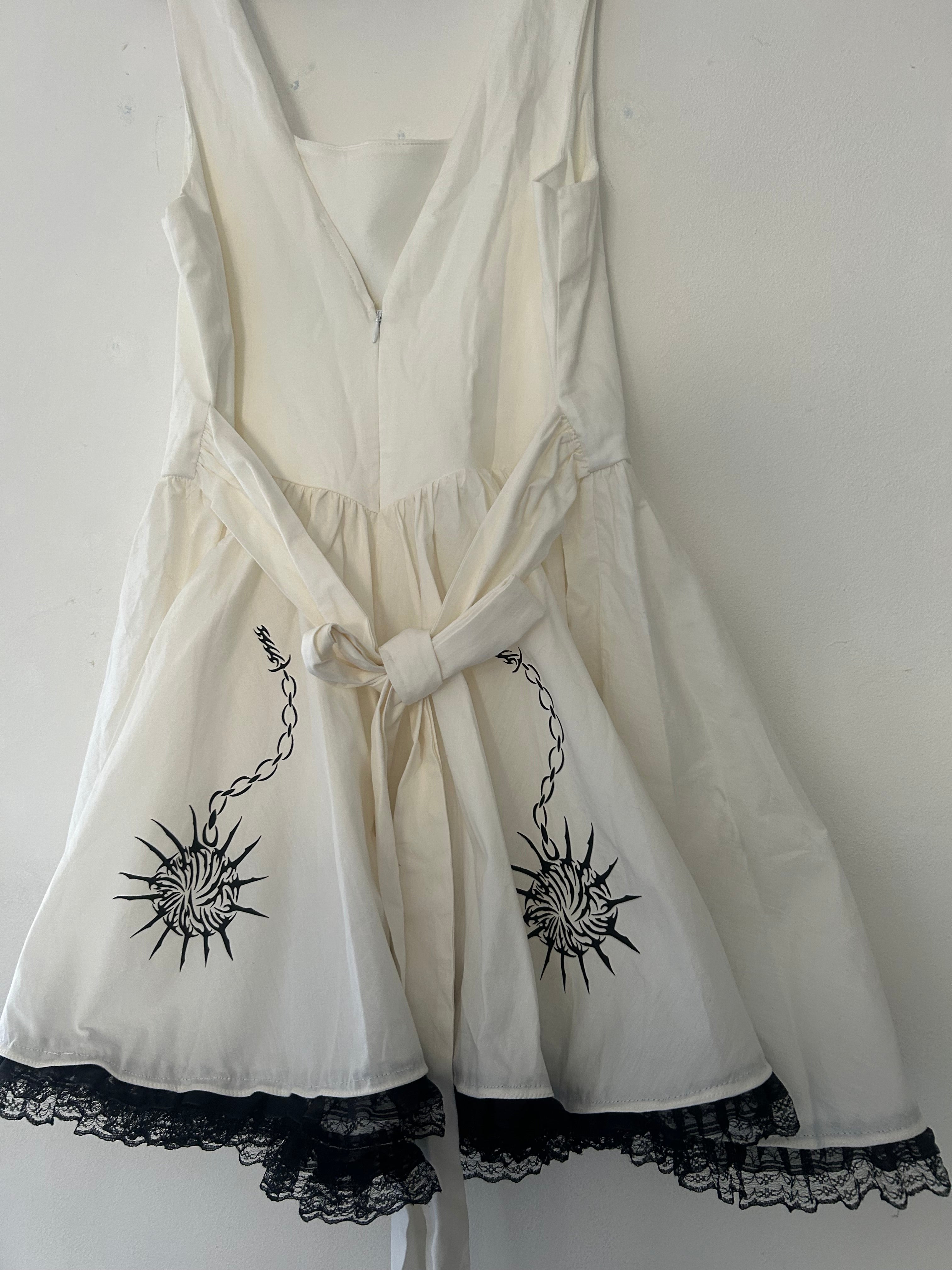 Upcycled white fitted dress size L