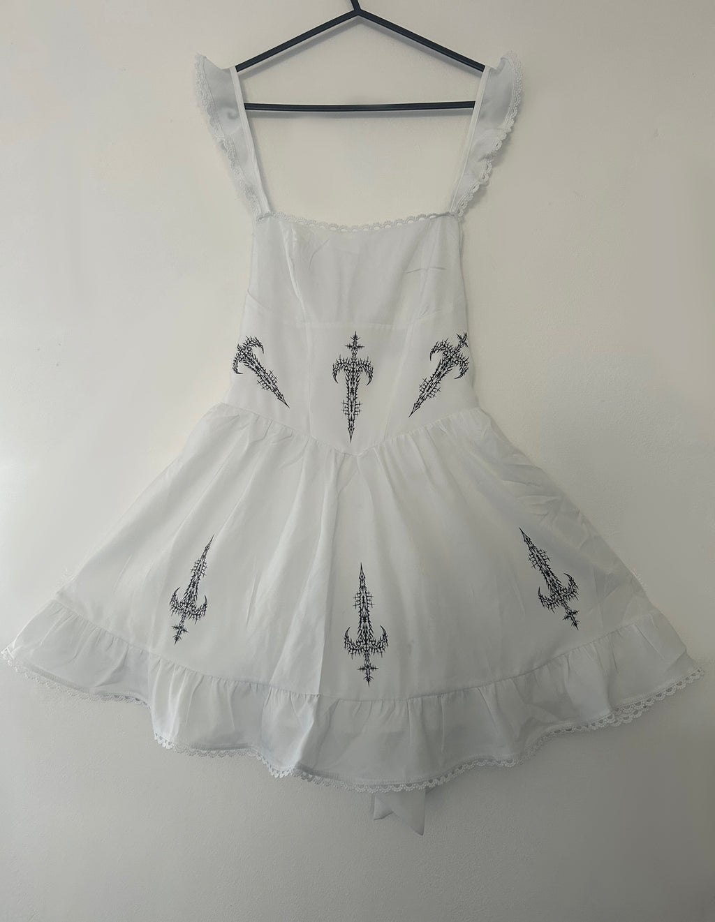 reworked / upcycled white frill dress size S