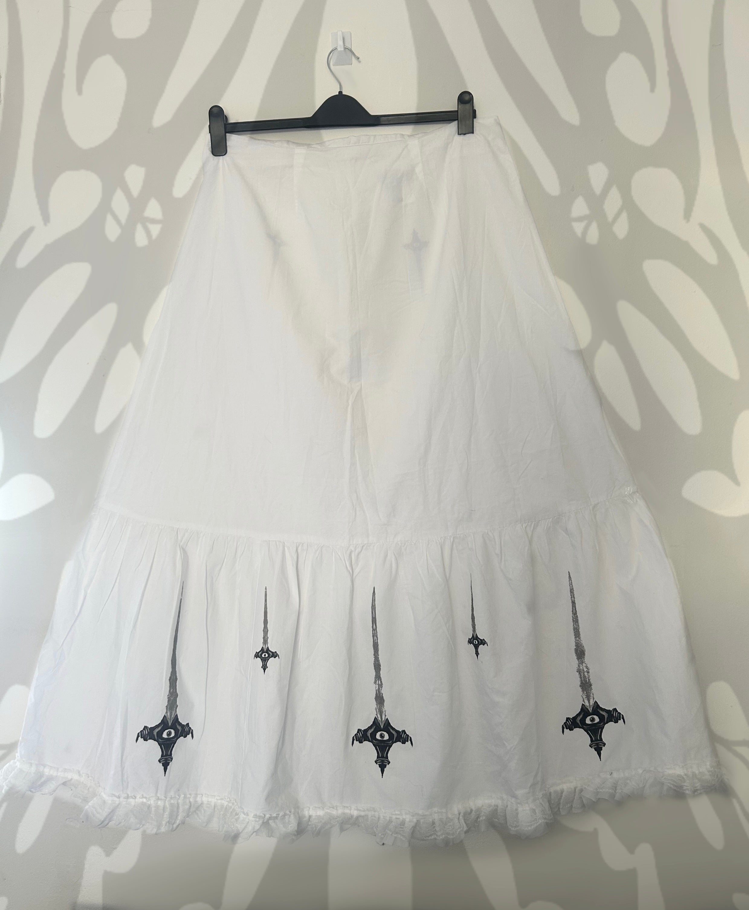 Upcycled white maxi lace skirt size 16 Large