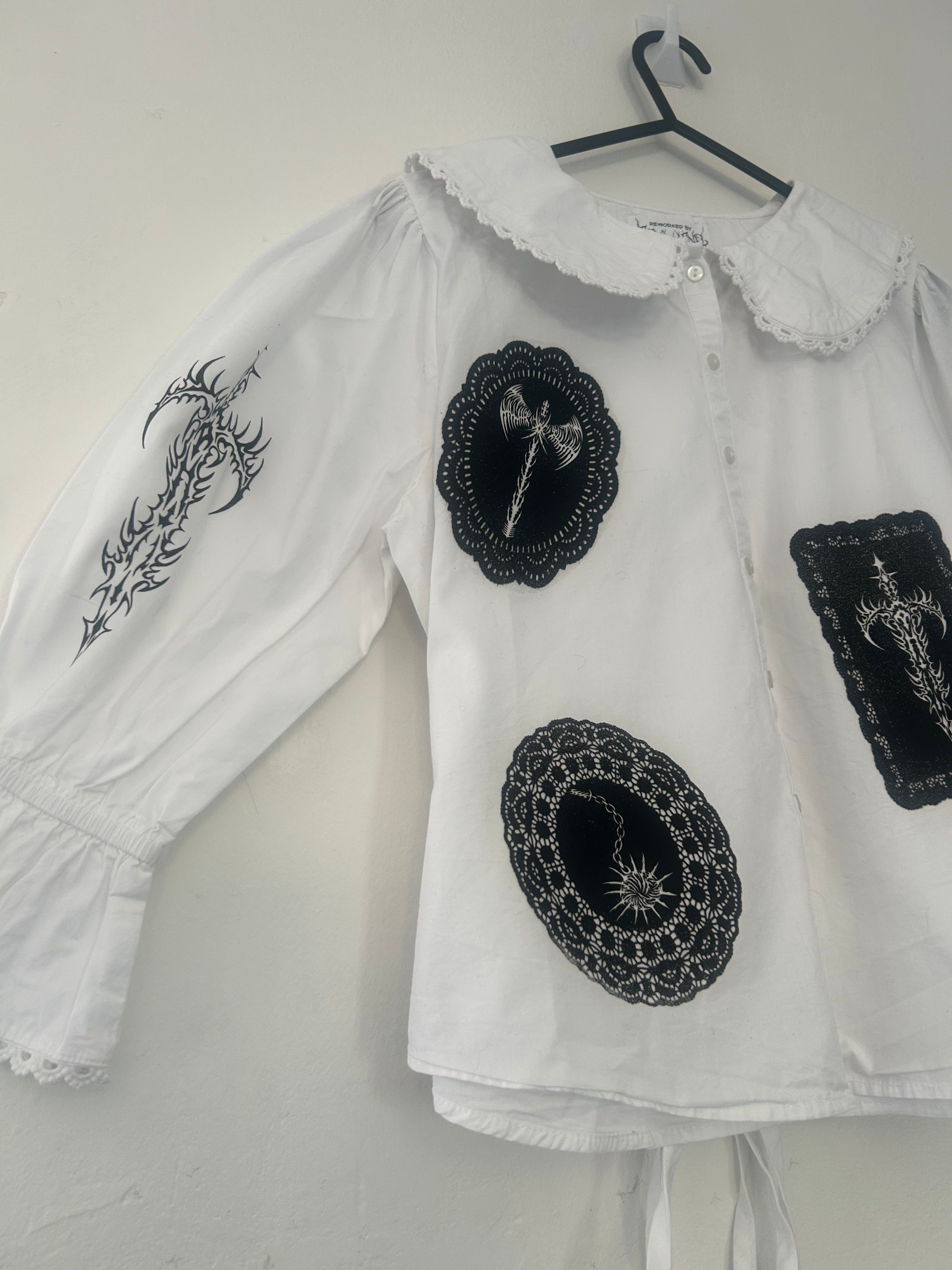 reworked / upcycled peter pan collar blouse size 10