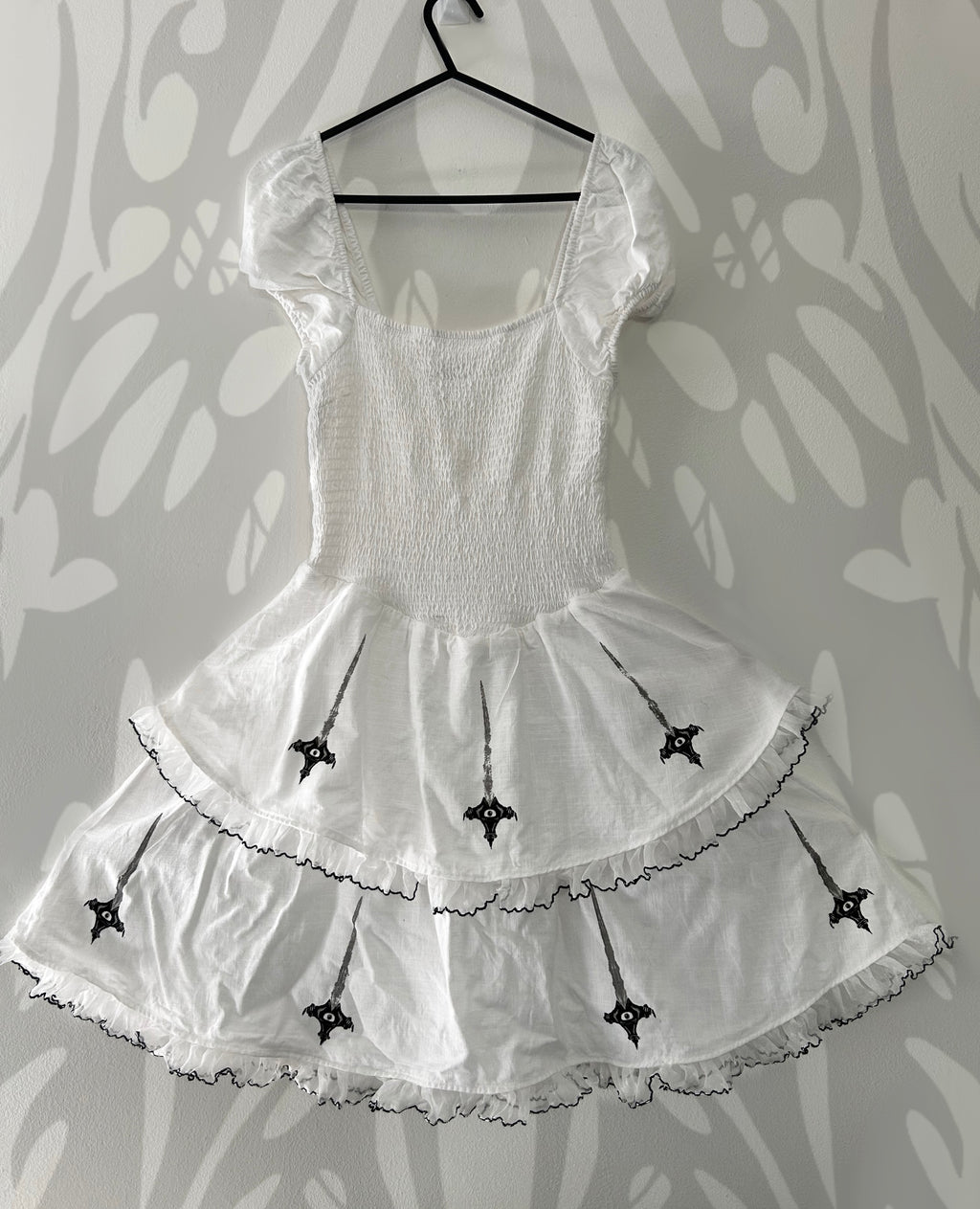 Upcycled white summer dress size XS