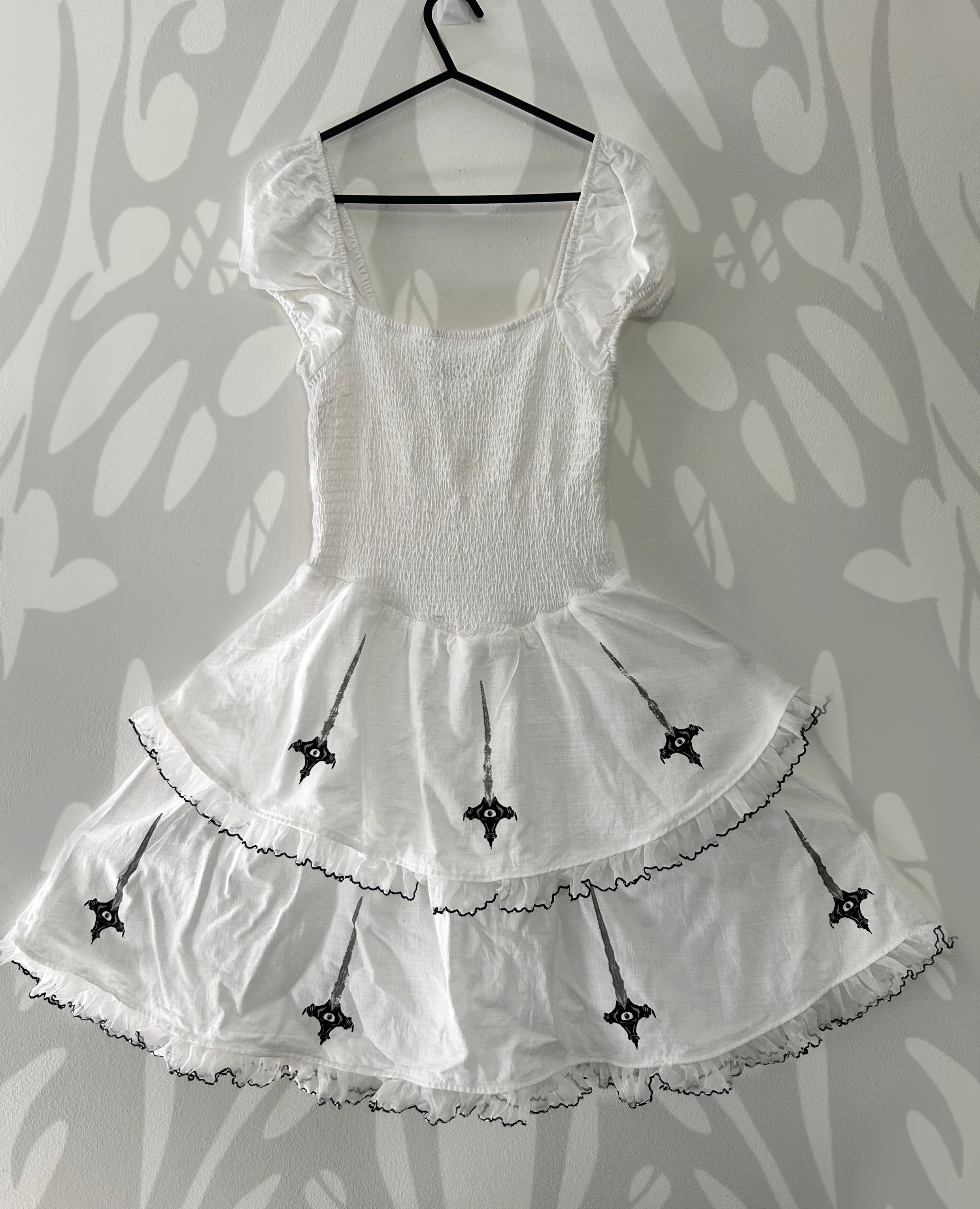 Upcycled white summer dress size XS