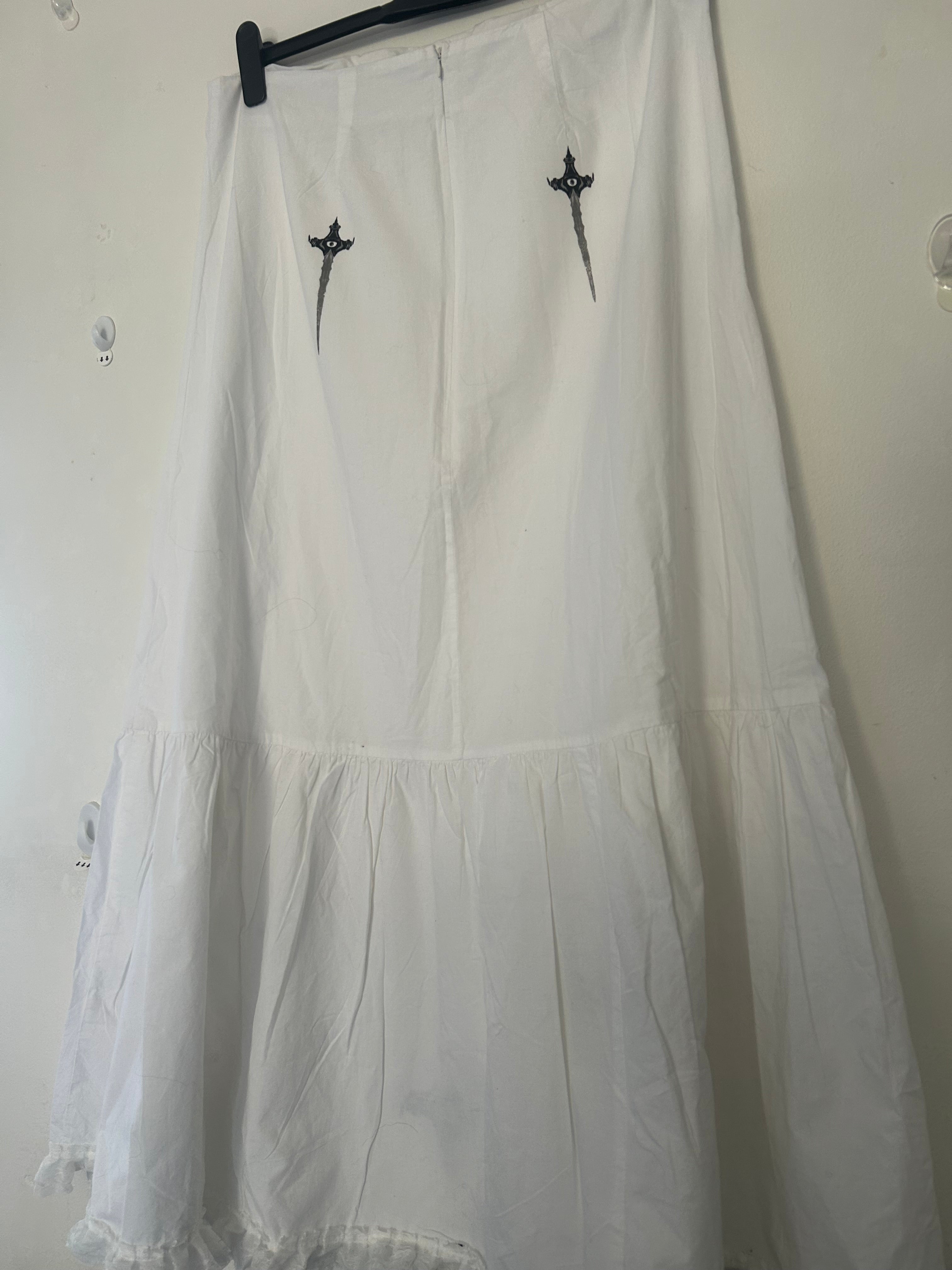 Upcycled white maxi lace skirt size 16 Large