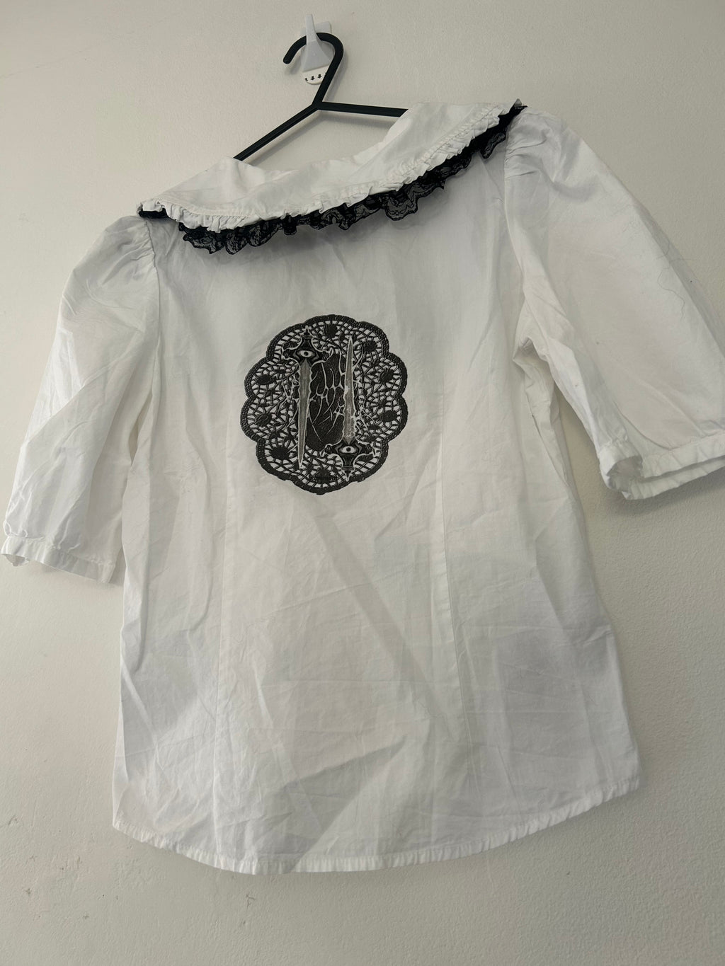 Upcycled peter pan style collar blouse size XS
