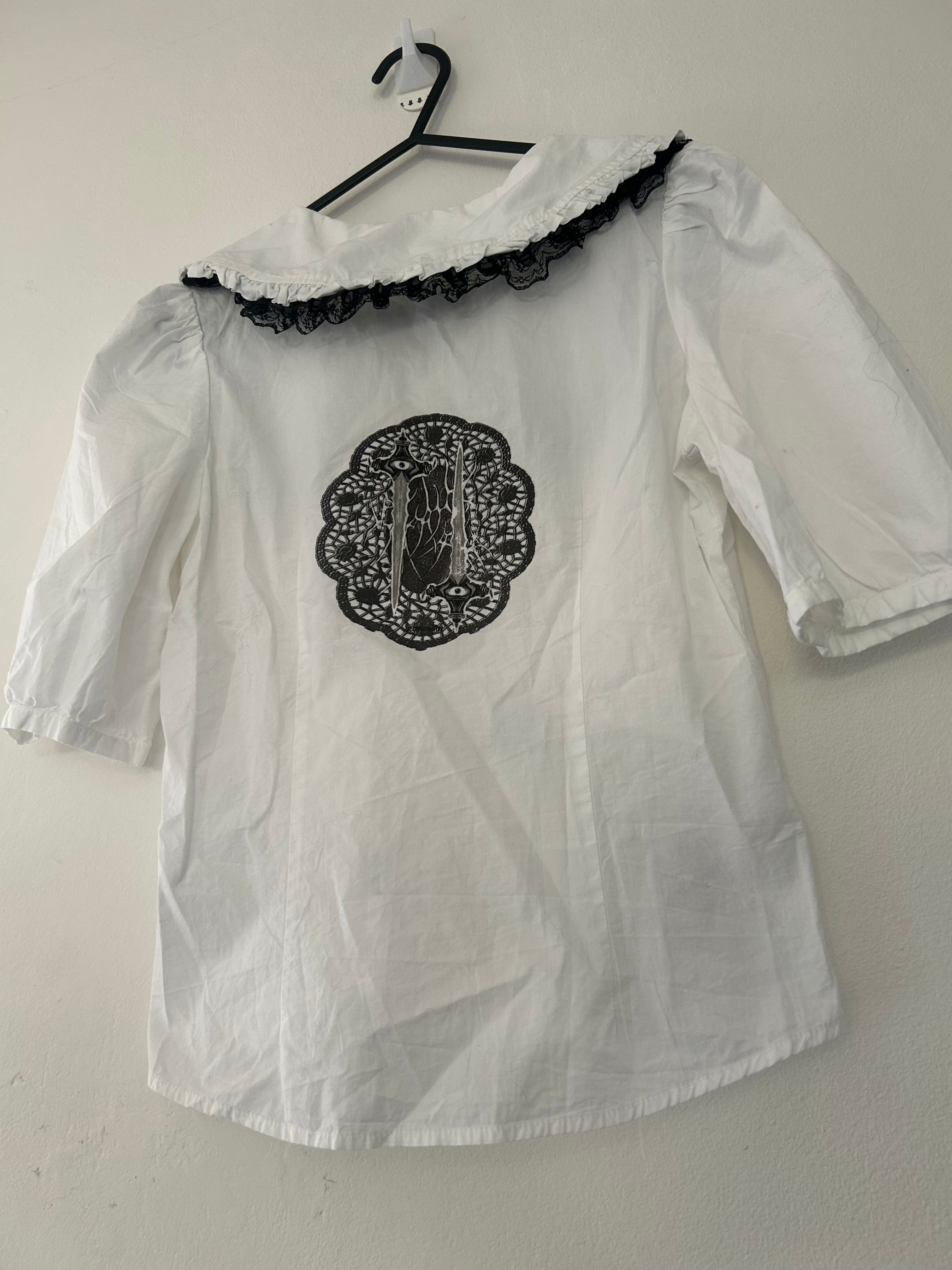 Upcycled peter pan style collar blouse size XS