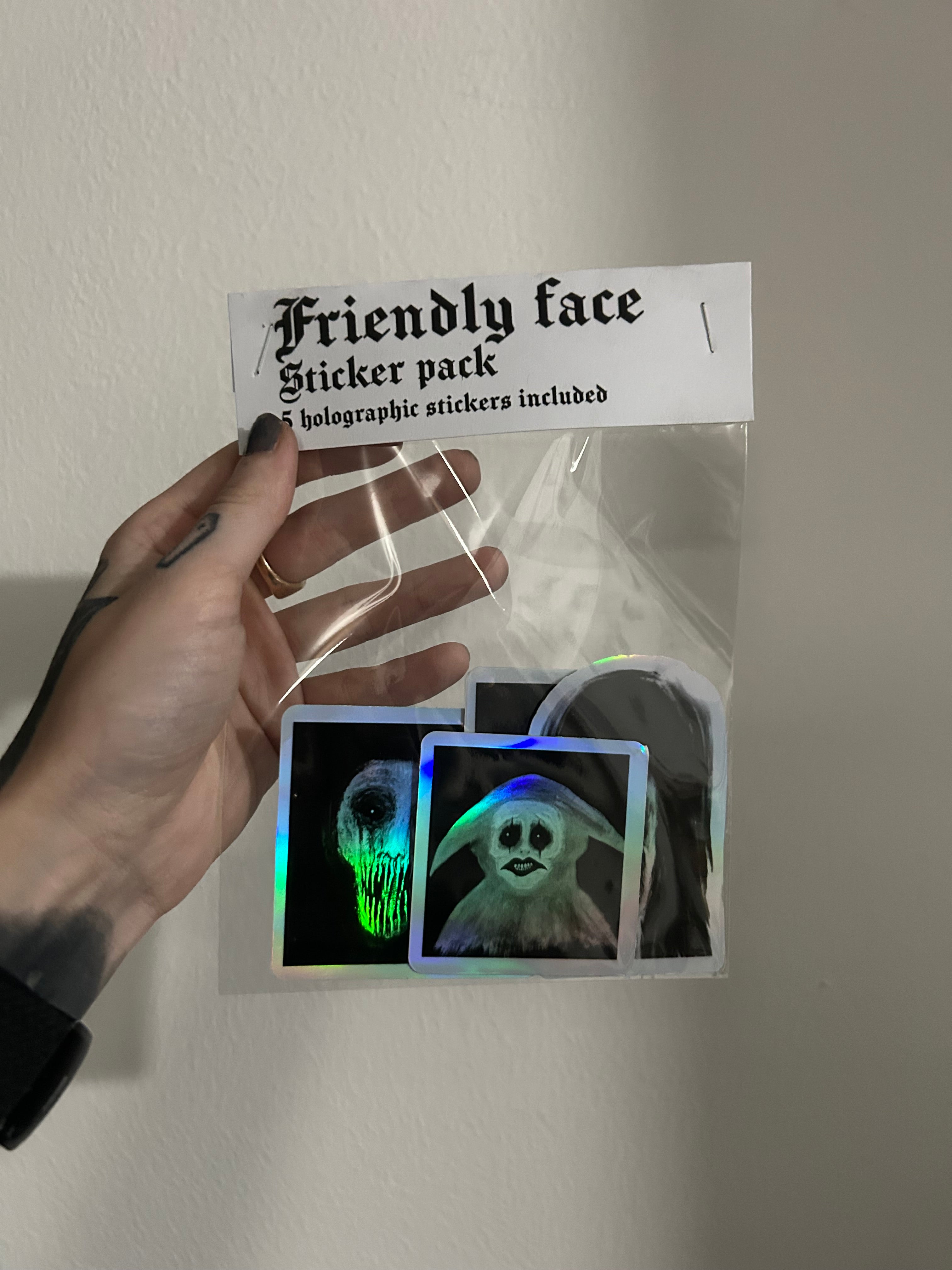 Friendly face sticker pack - 5 holographic stickers