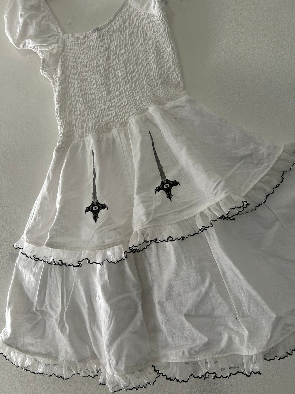 Upcycled white summer dress size XS