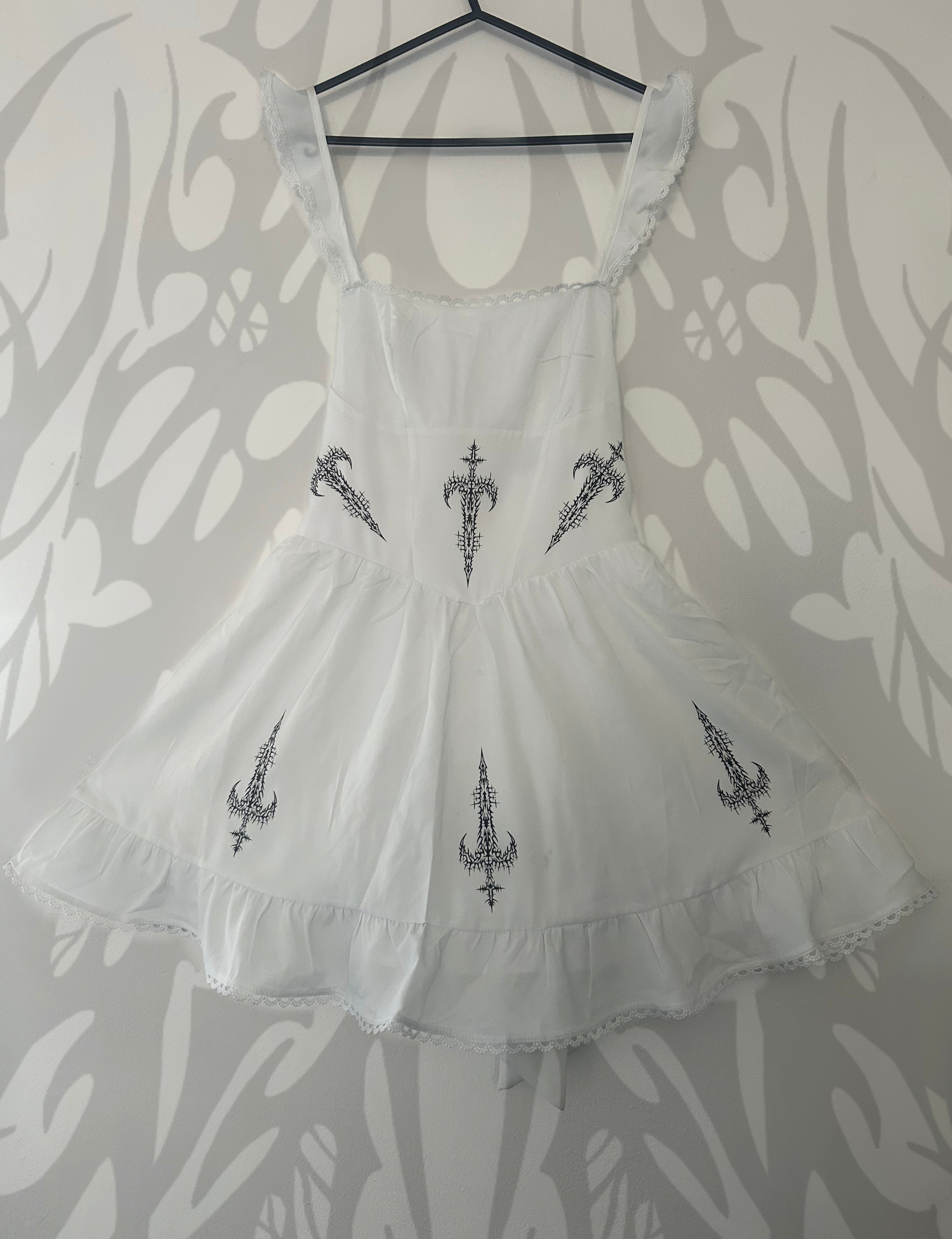 reworked / upcycled white frill dress size S