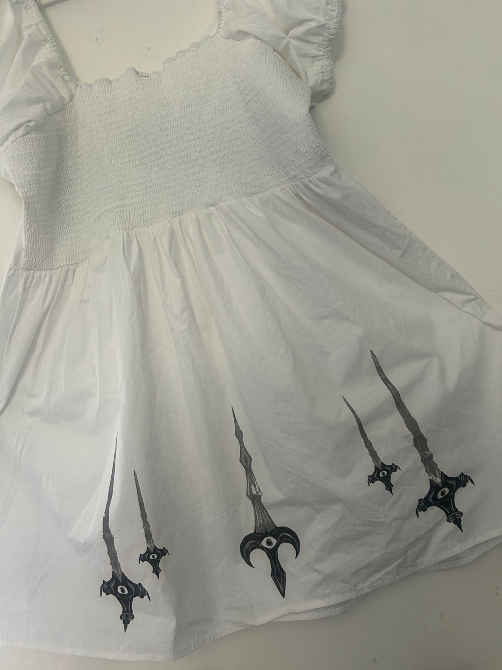 Upcycled white summer dress size 28
