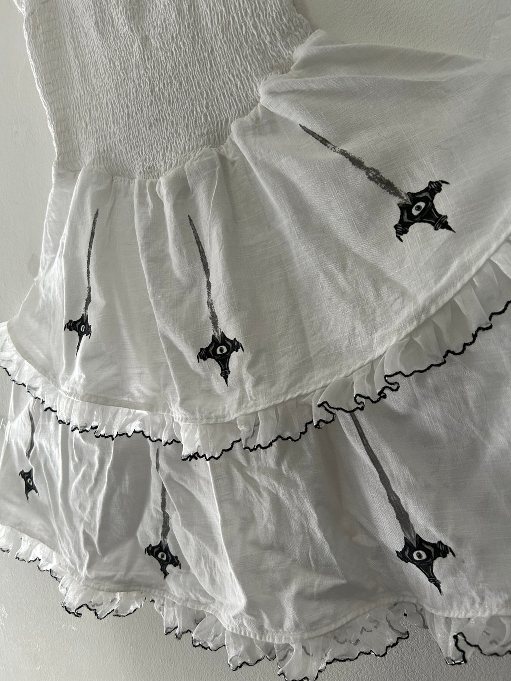 Upcycled white summer dress size XS