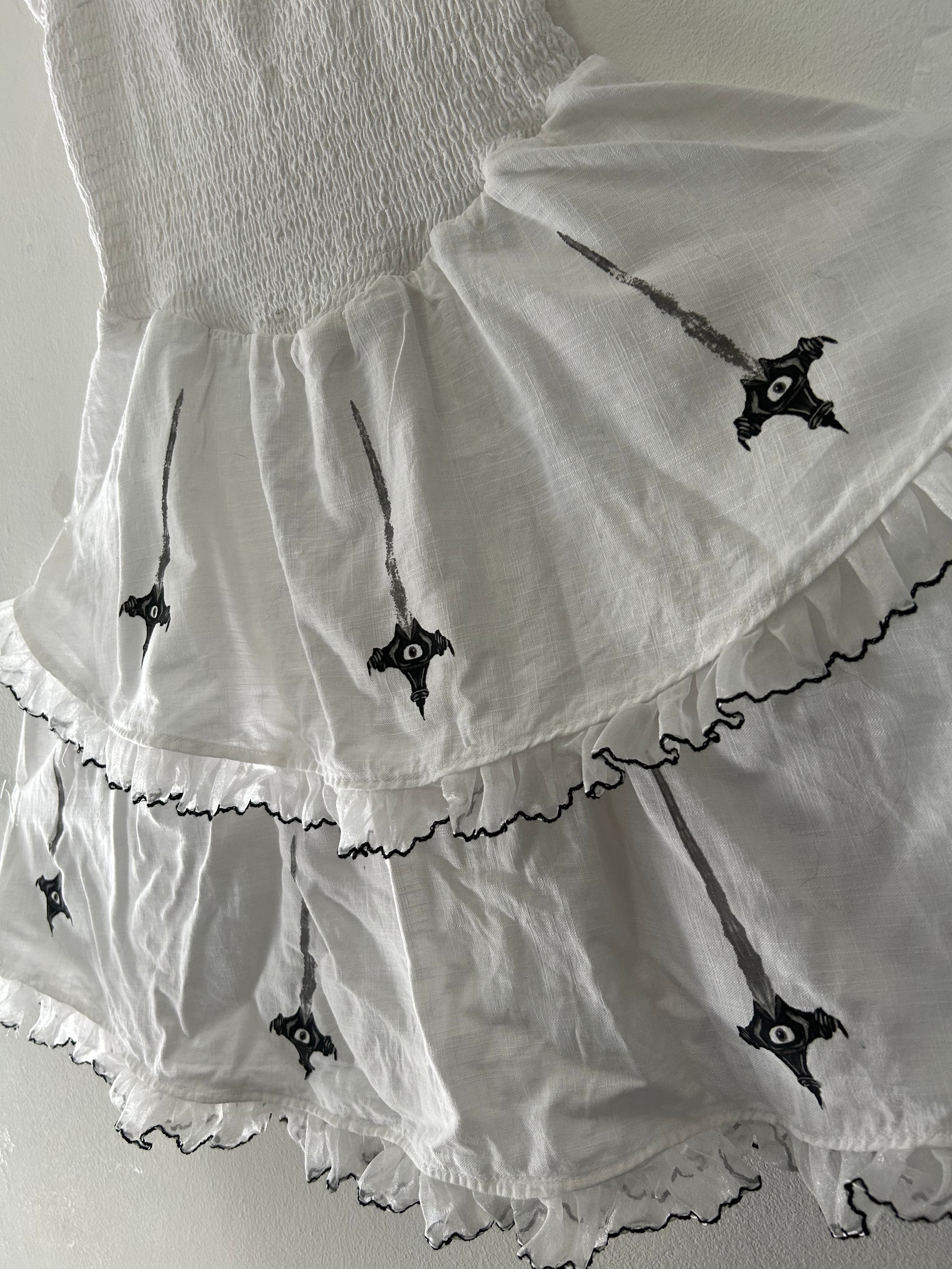 Upcycled white summer dress size XS