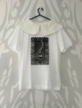 SAMPLE/SECONDS upcycled white collar tshirt size S