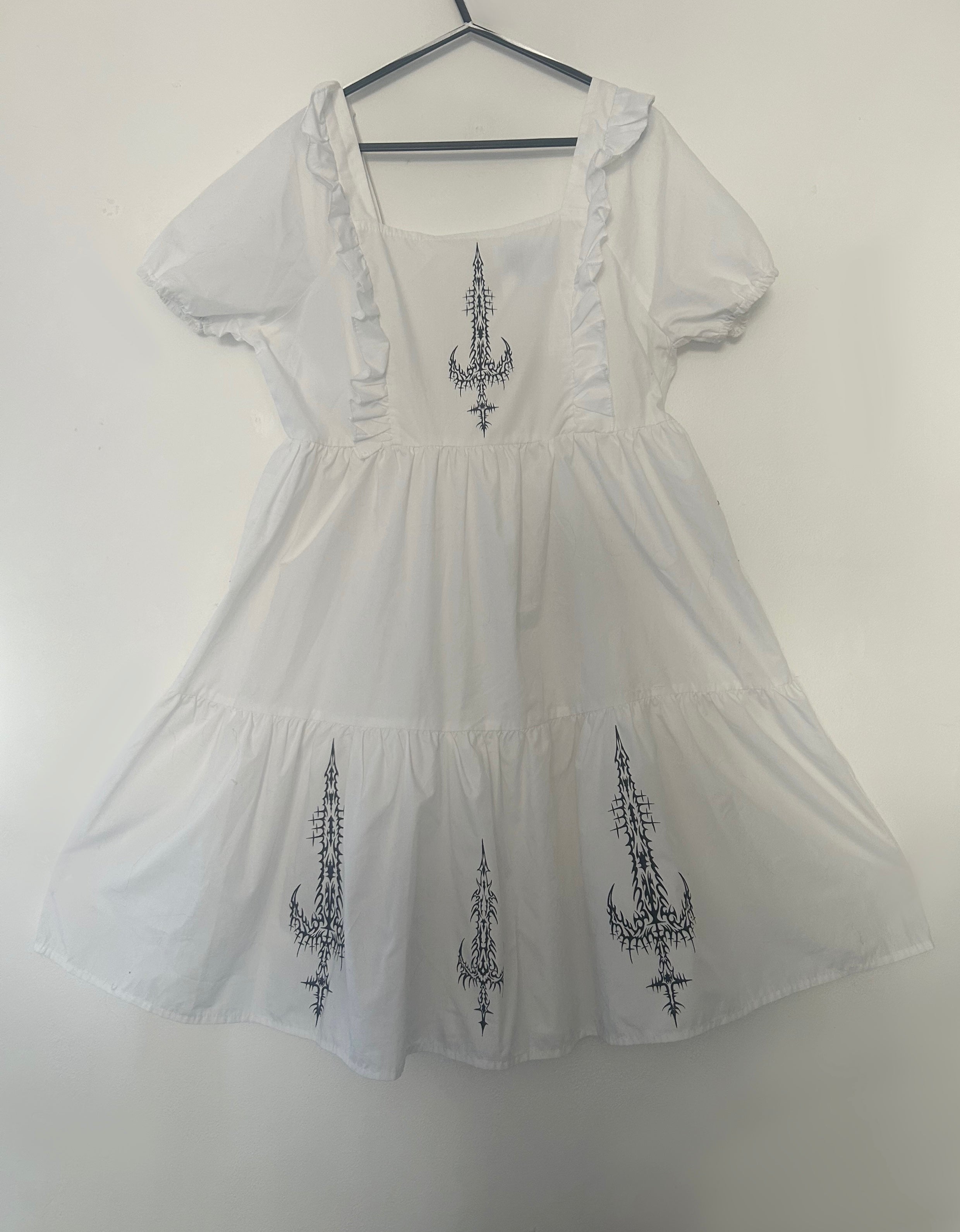 reworked / upcycled frilly white dress size M
