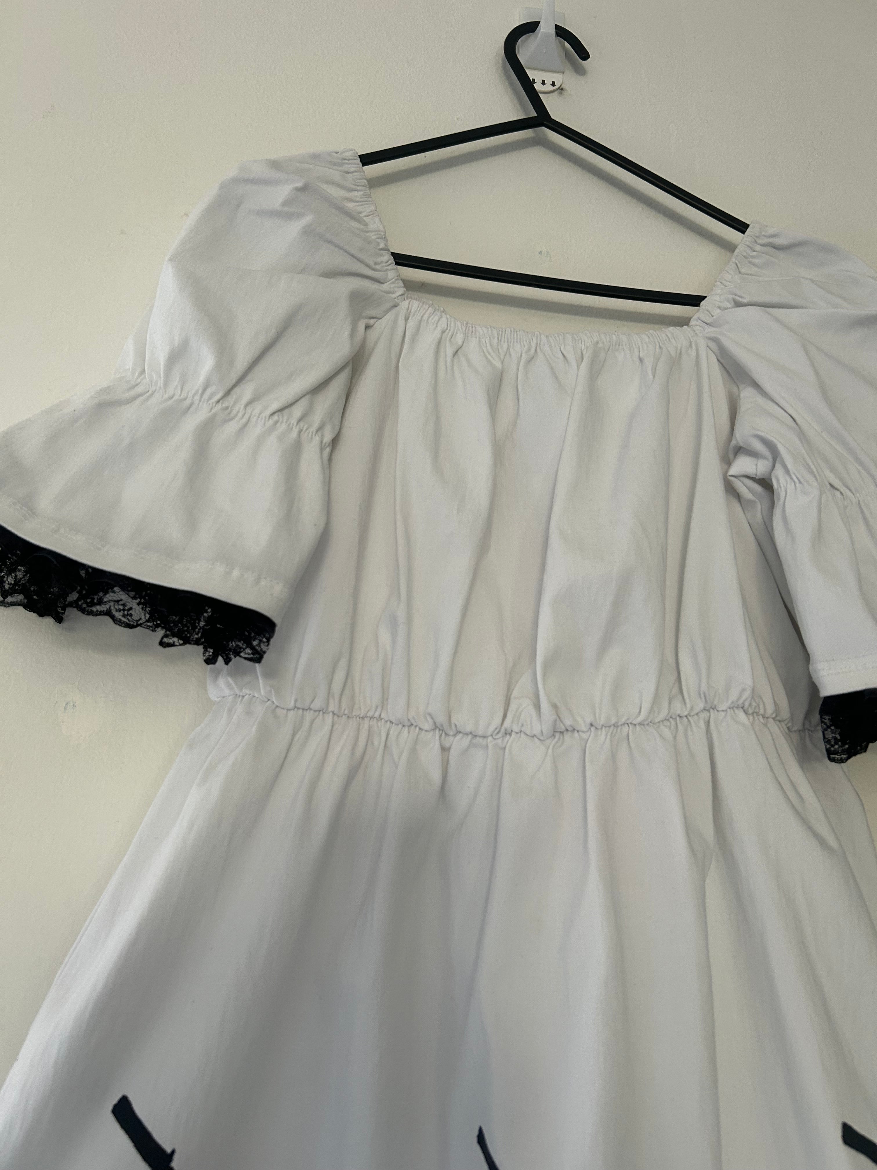 Upcycled stretchy white dress size S