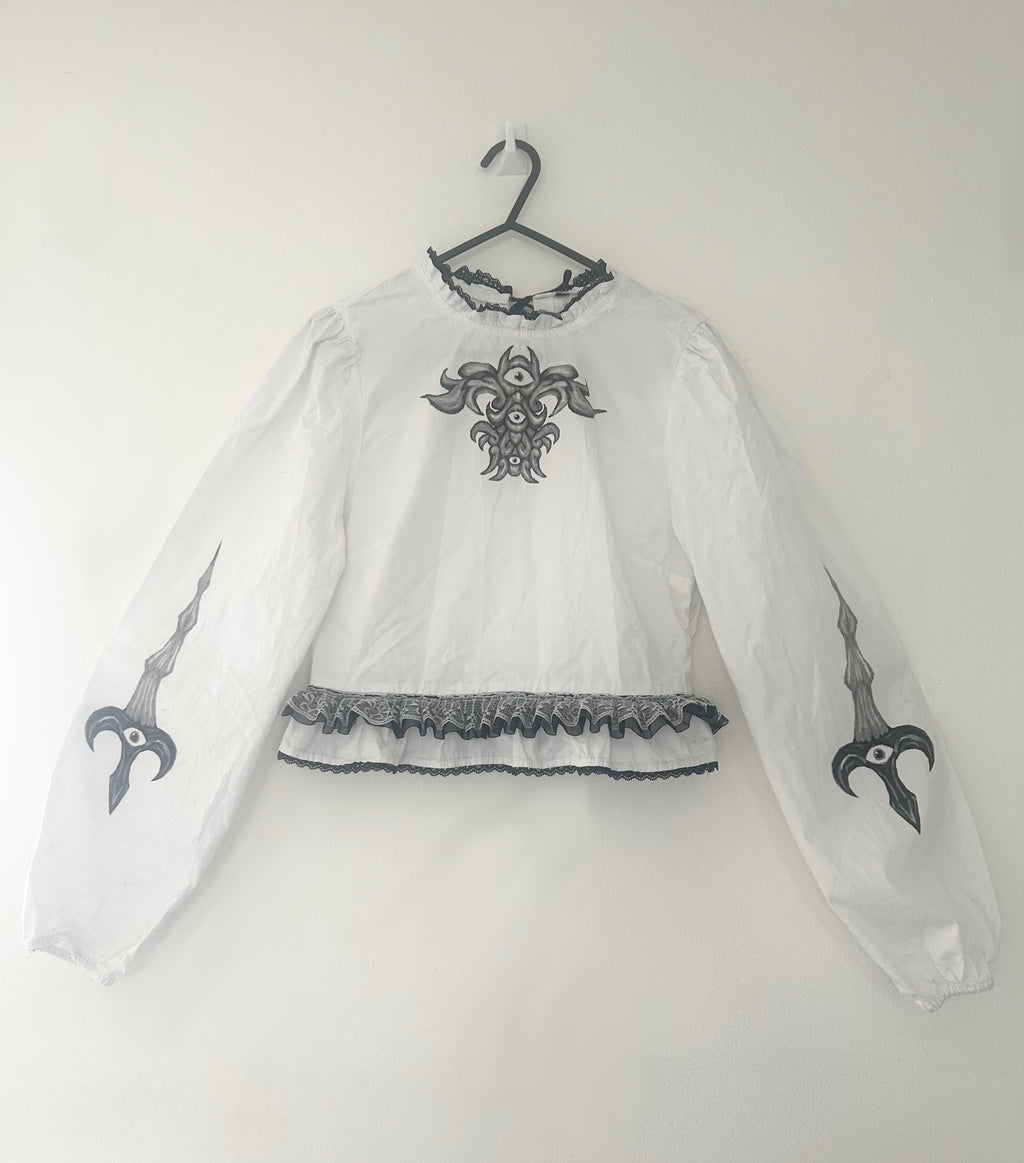 Upcycled white blouse size S