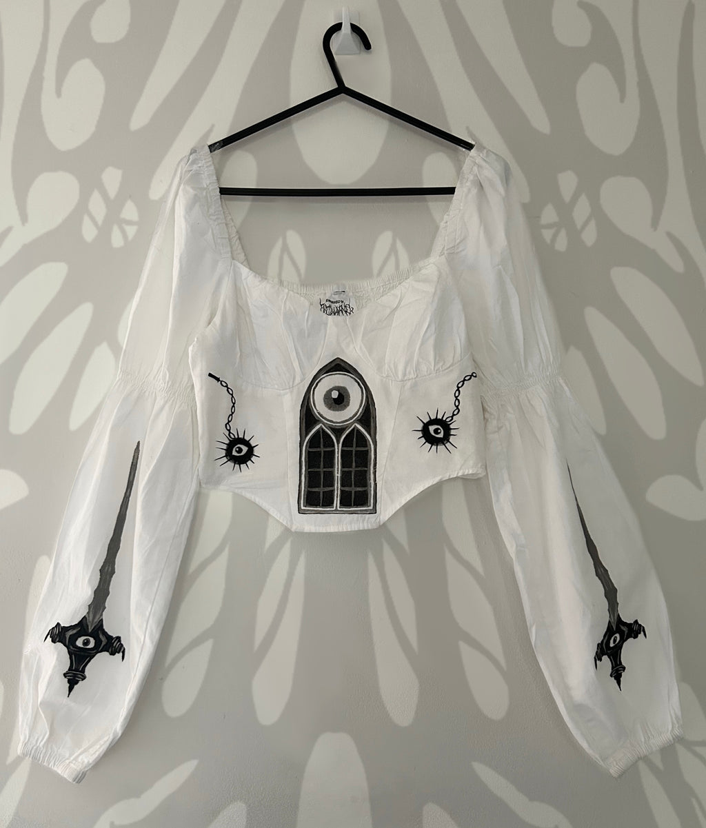 Upcycled white crop top size S