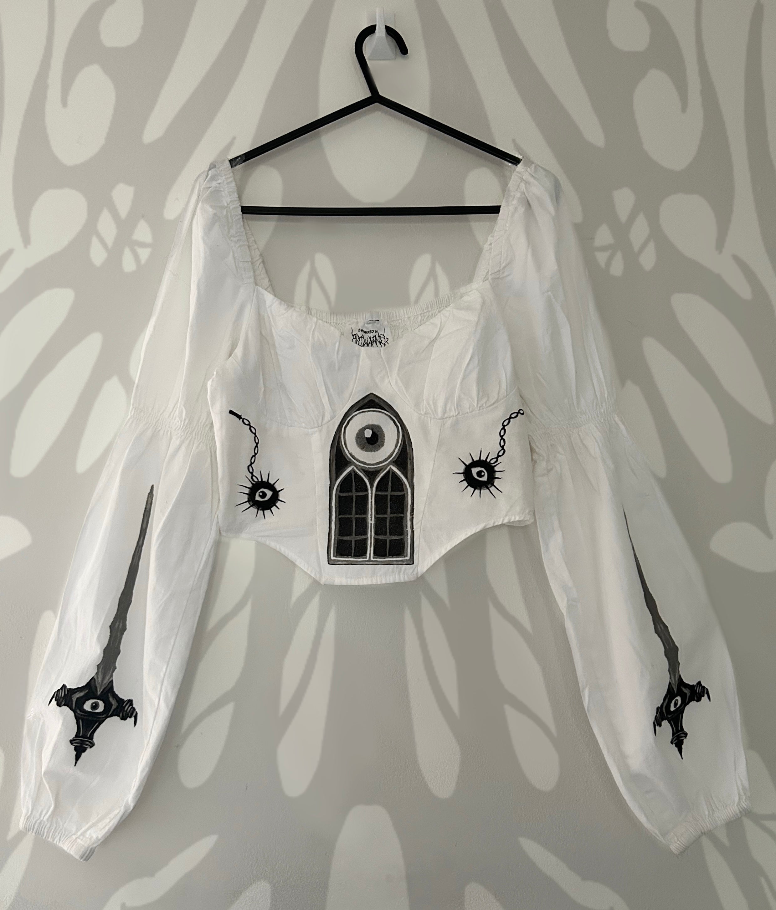 Upcycled white crop top size S