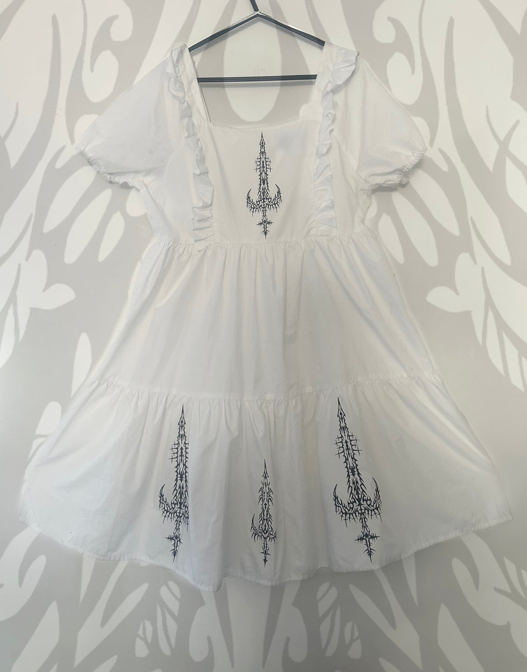 reworked / upcycled frilly white dress size M