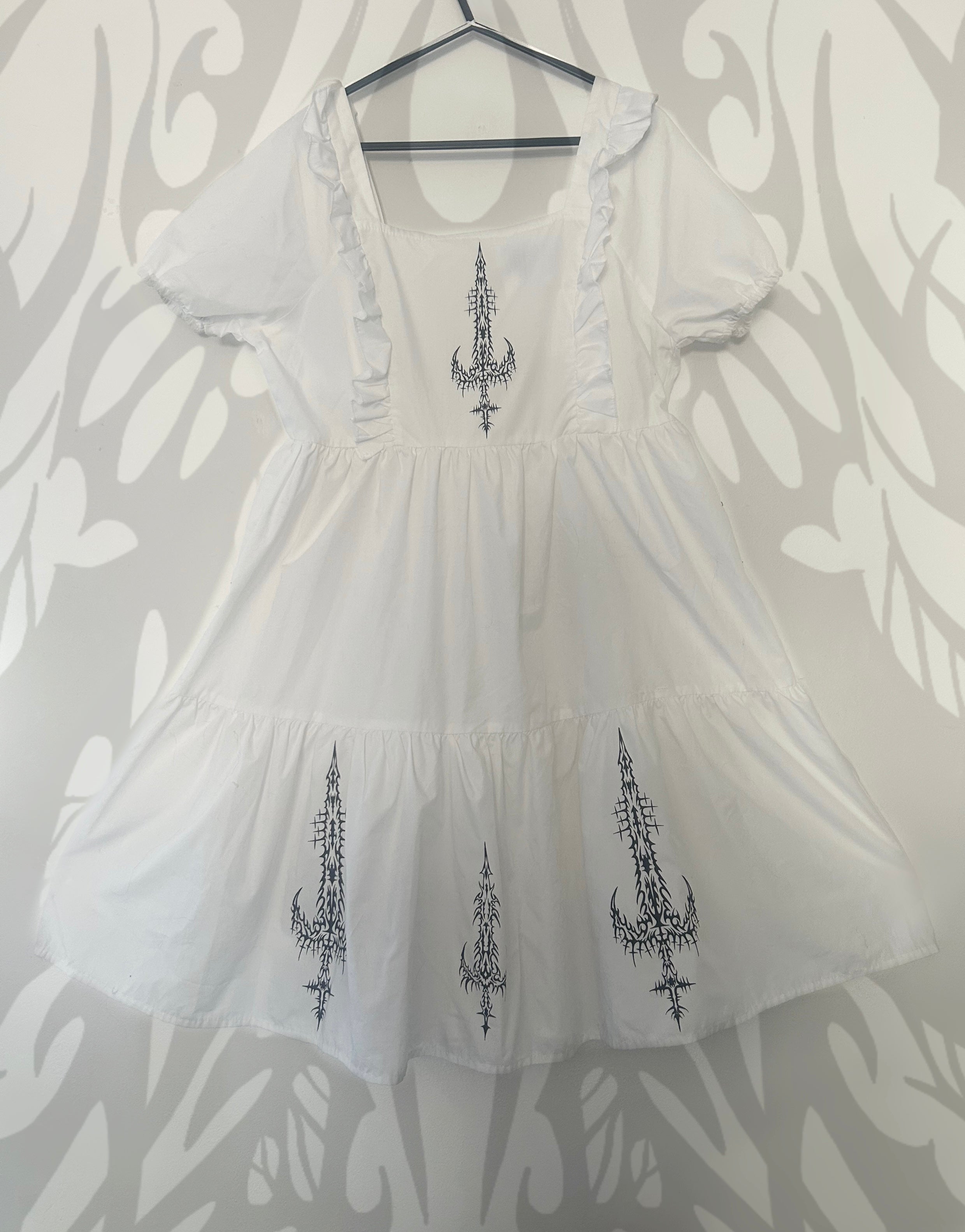 reworked / upcycled frilly white dress size M