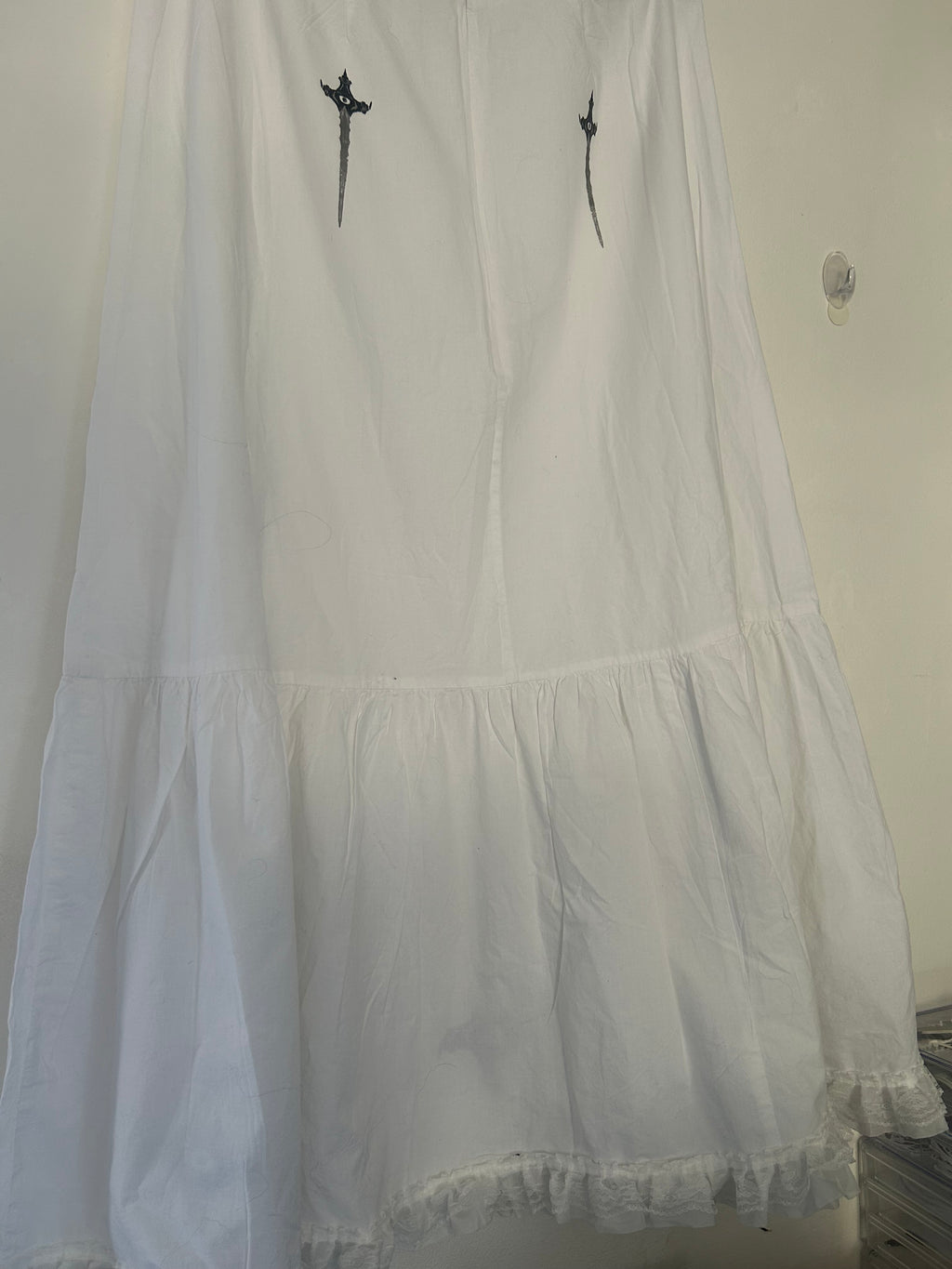 Upcycled white maxi lace skirt size 16 Large