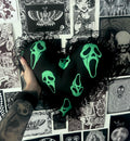 Green ghostface lace heart cushion