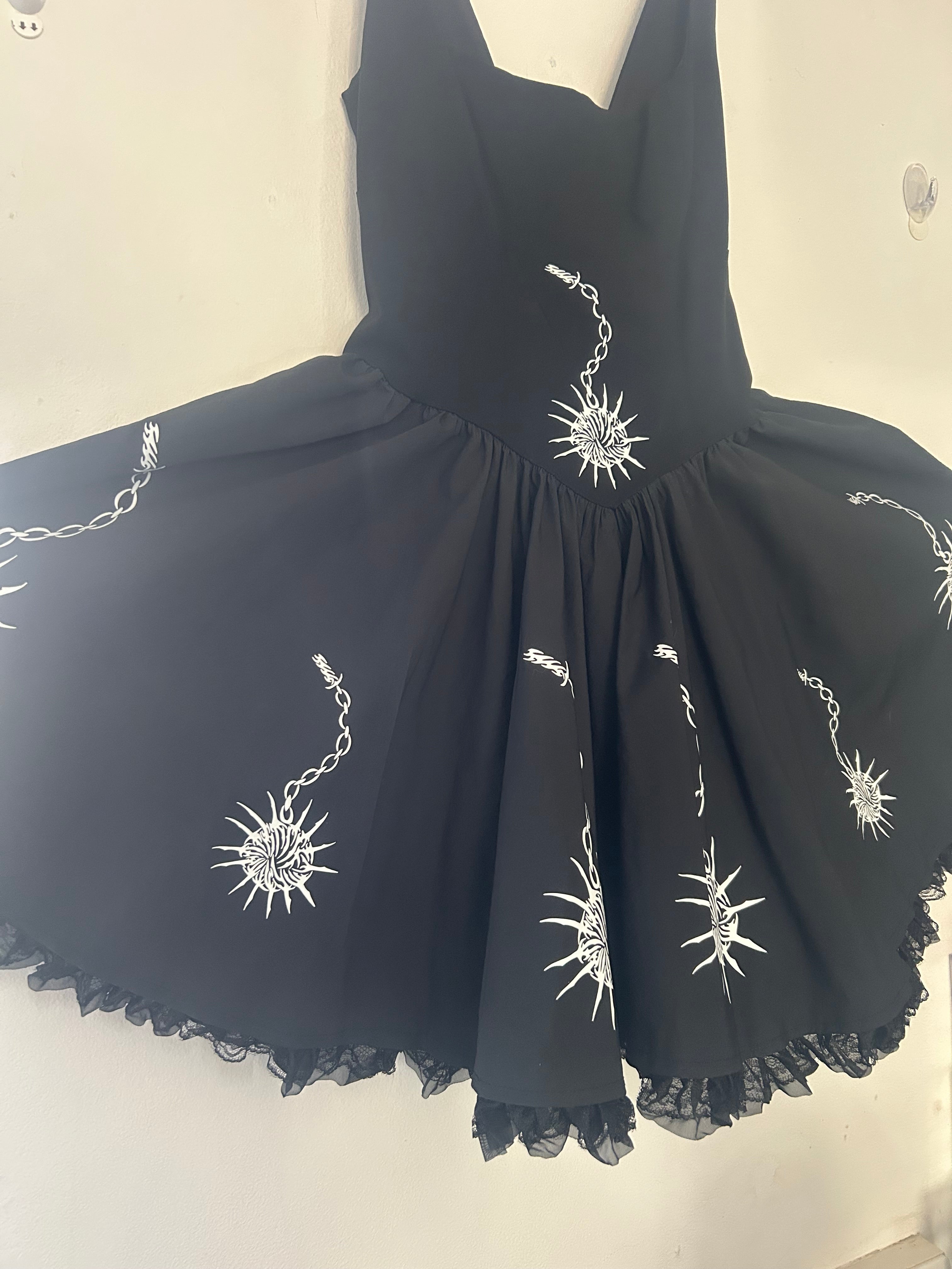 reworked / upcycled black lace dress size L