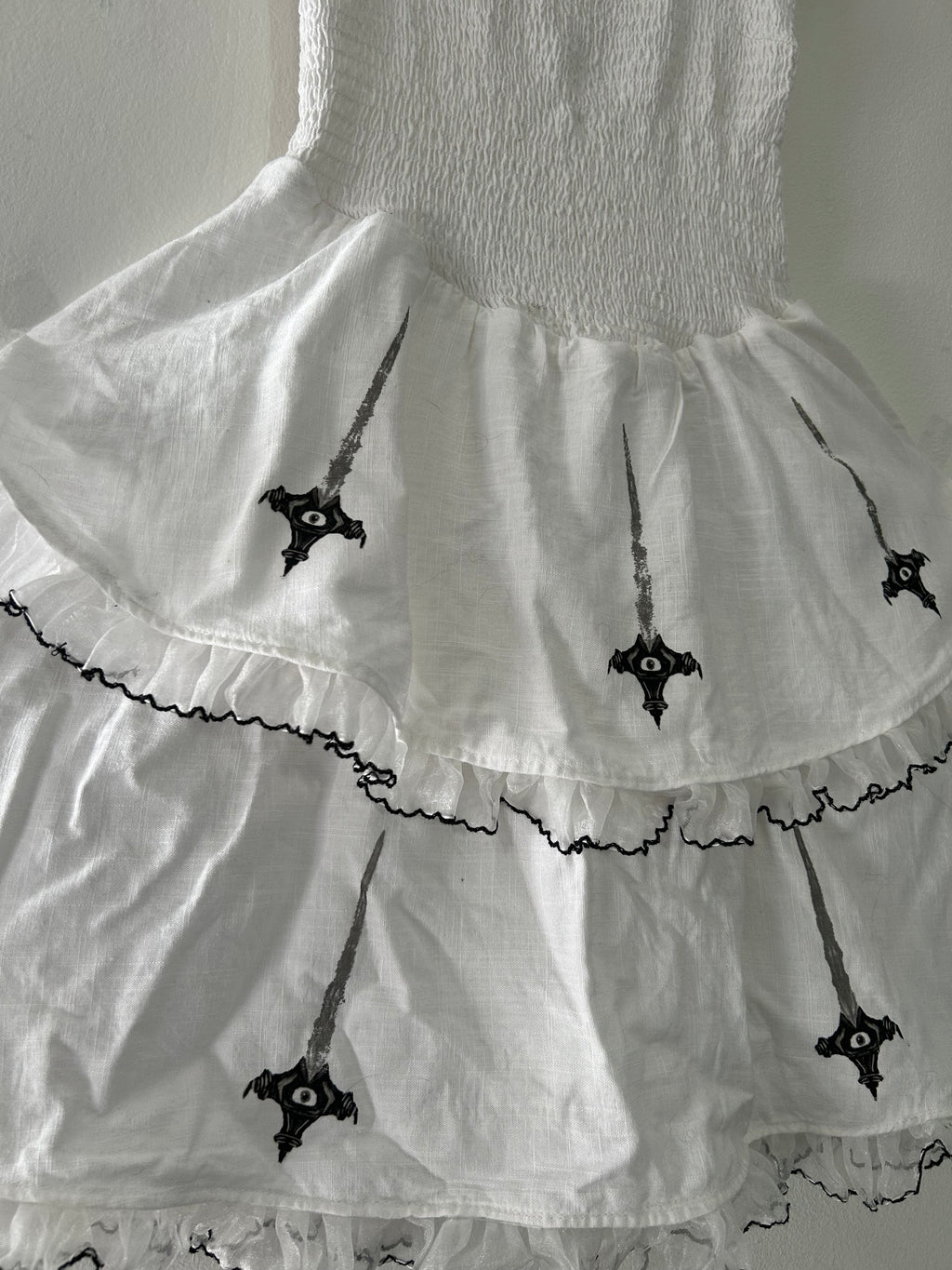 Upcycled white summer dress size XS