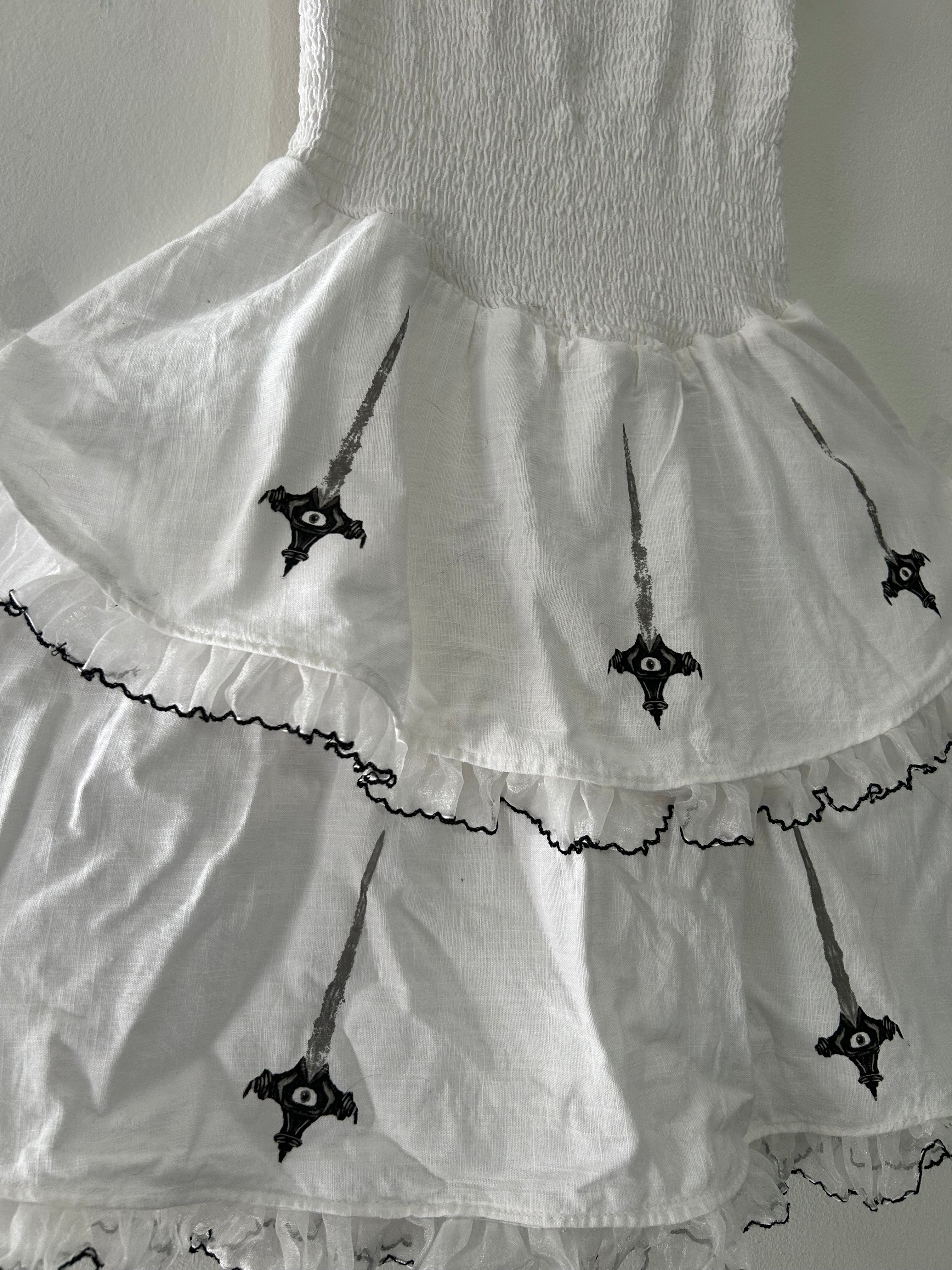 Upcycled white summer dress size XS