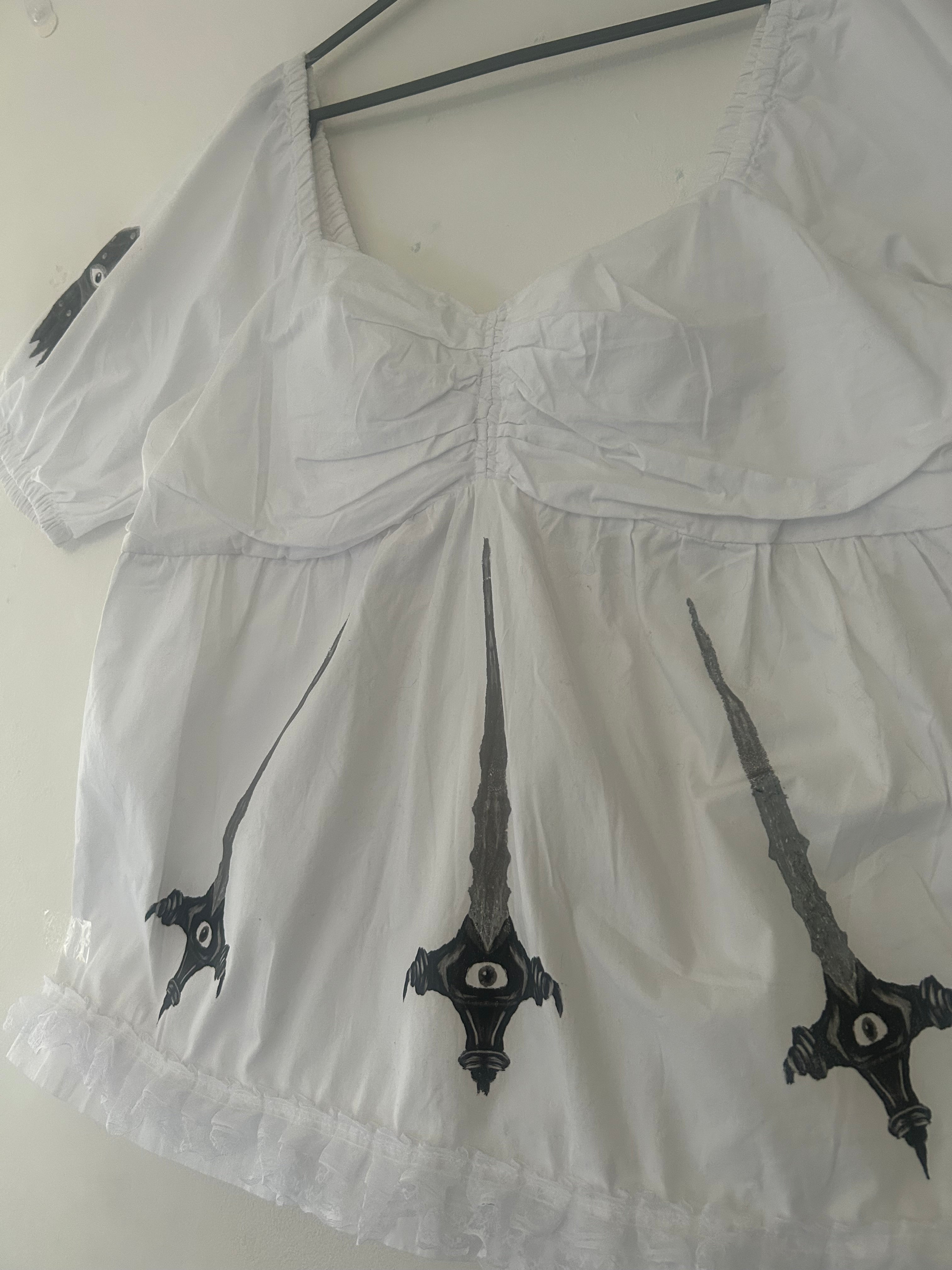 Upcycled white blouse size L