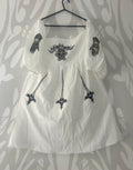 Upcycled white milkmaid style dress size L - defects
