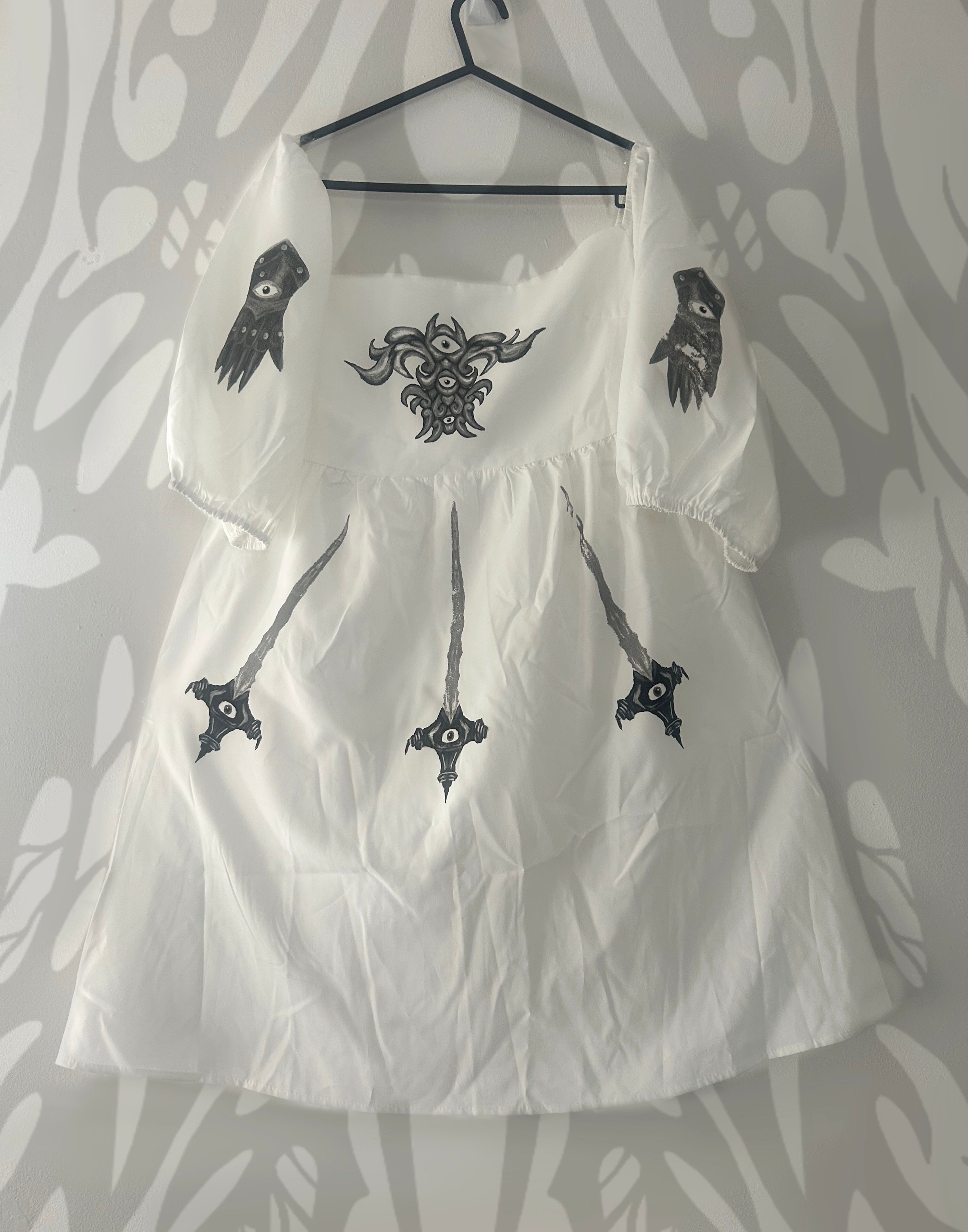 Upcycled white milkmaid style dress size L - defects