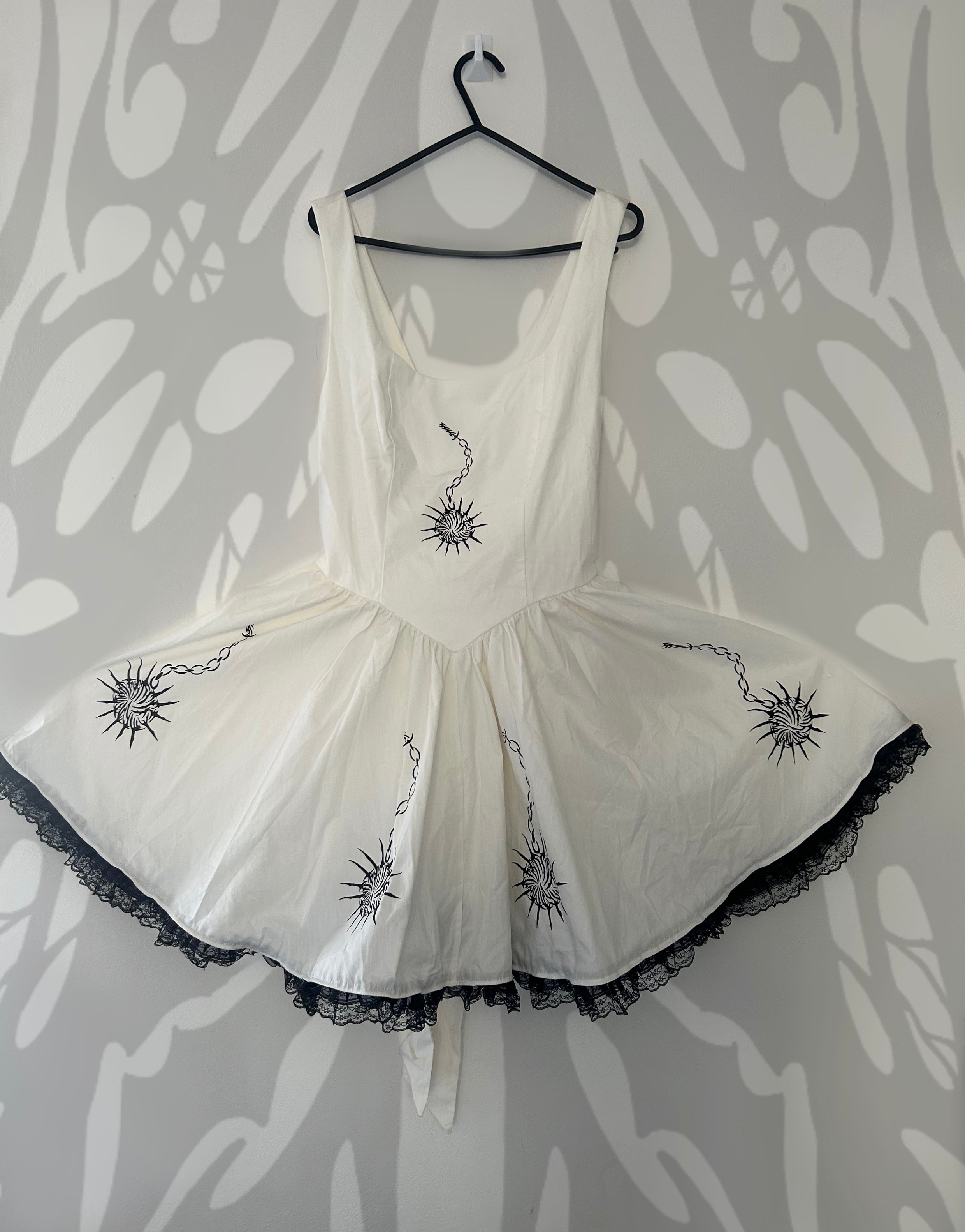 Upcycled white fitted dress size L